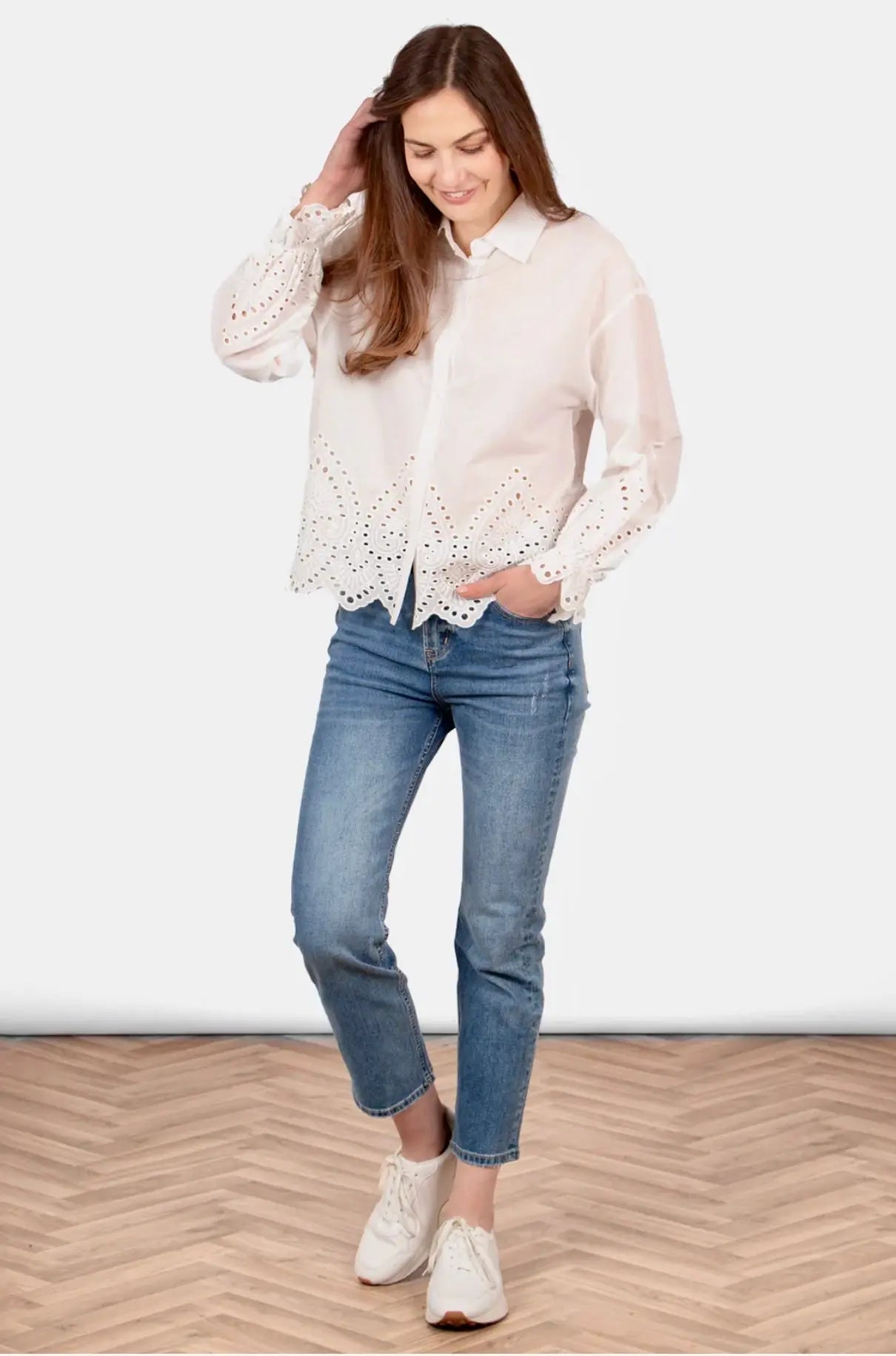 Broderie Anglaise Long Sleeve Shirt The Style Closet