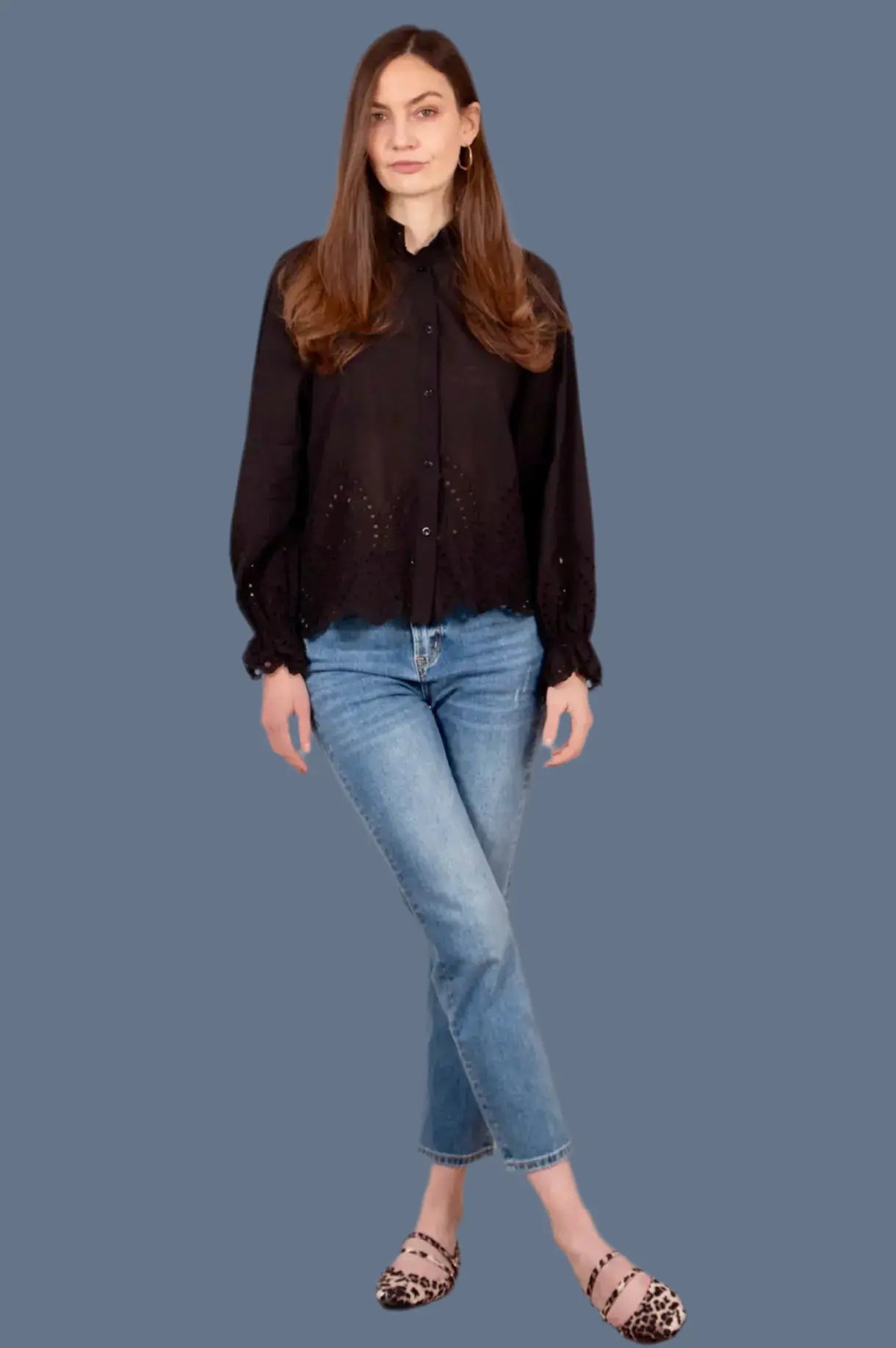 Broderie Anglaise Long Sleeve Shirt The Style Closet