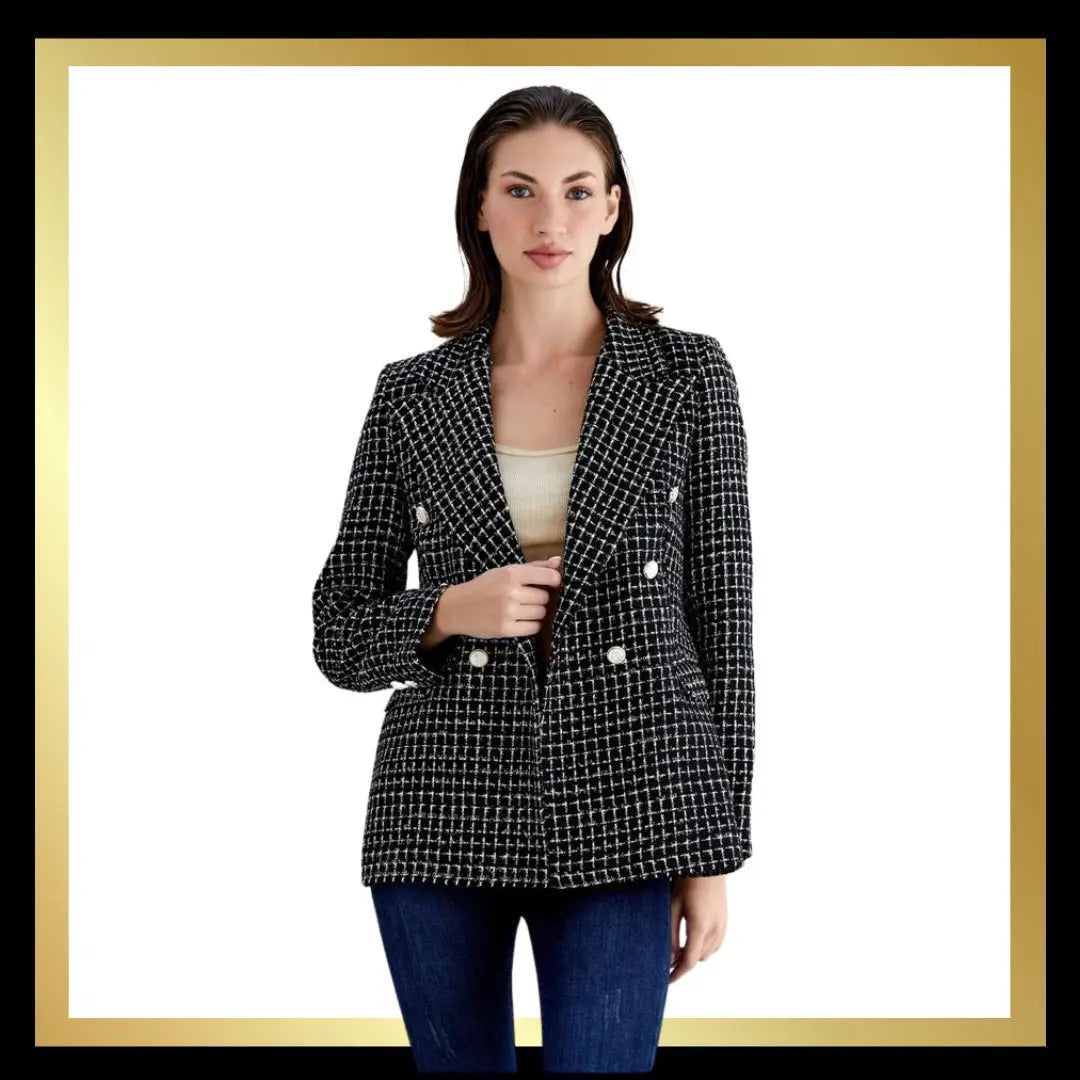 Black & White Tweed Blazer The Style Closet