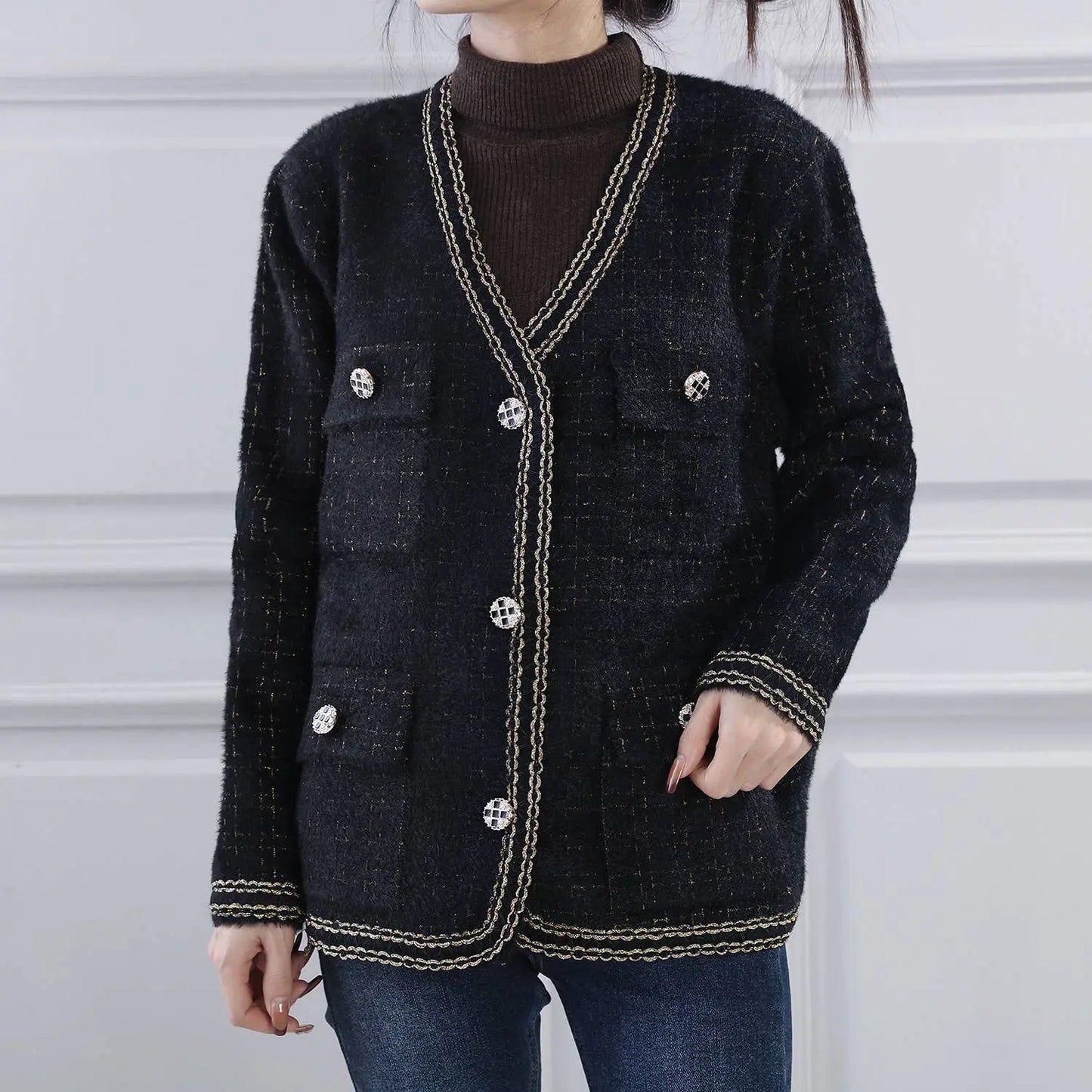Tweed soft cardigan: Cream The Style Closet