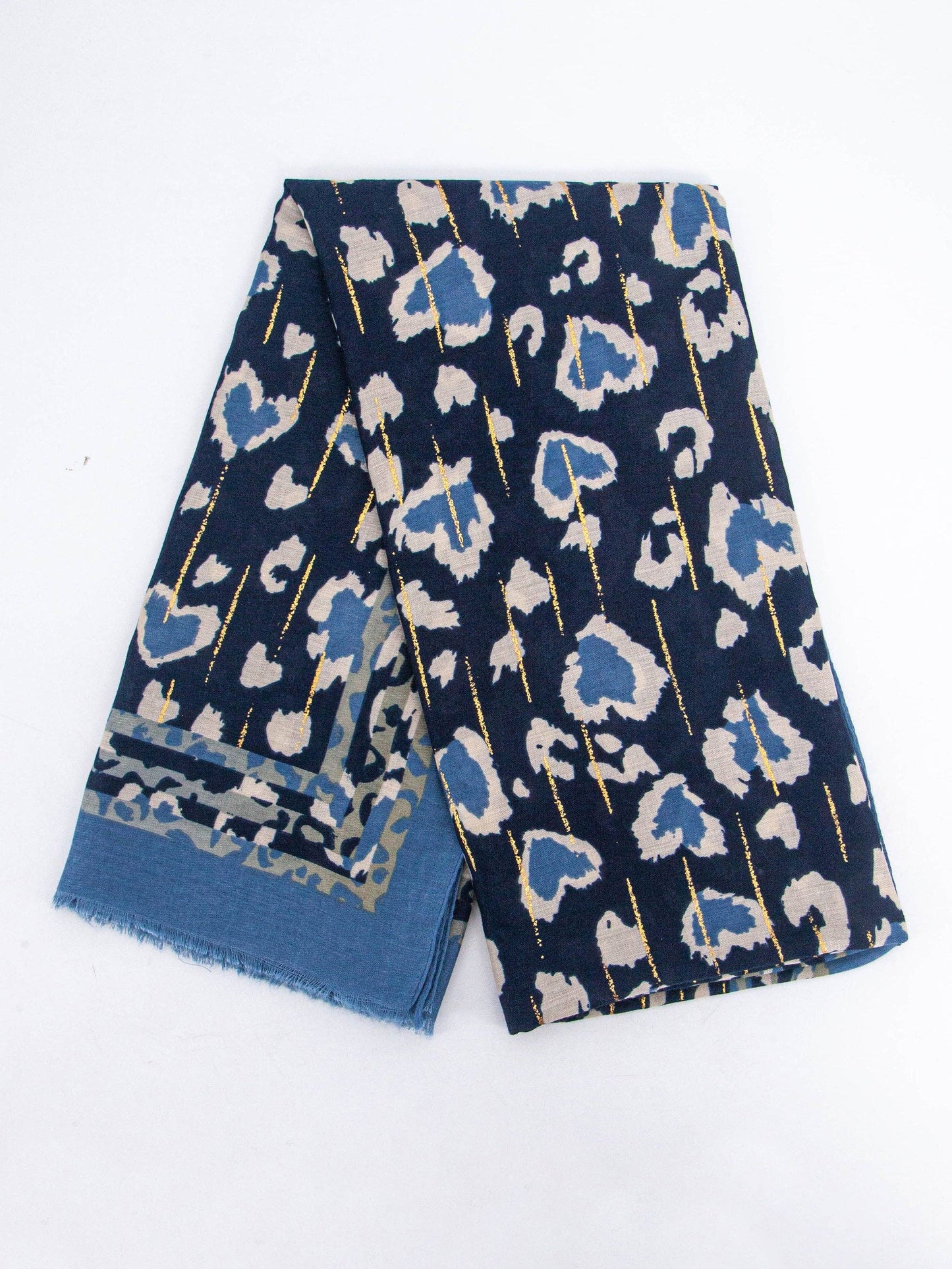 Lightweight Scarf - Blue, Leopard Border: One-size The Style Closet