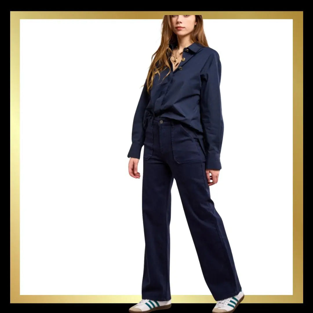 Navy Blue Wide Leg Jeans The Style Closet