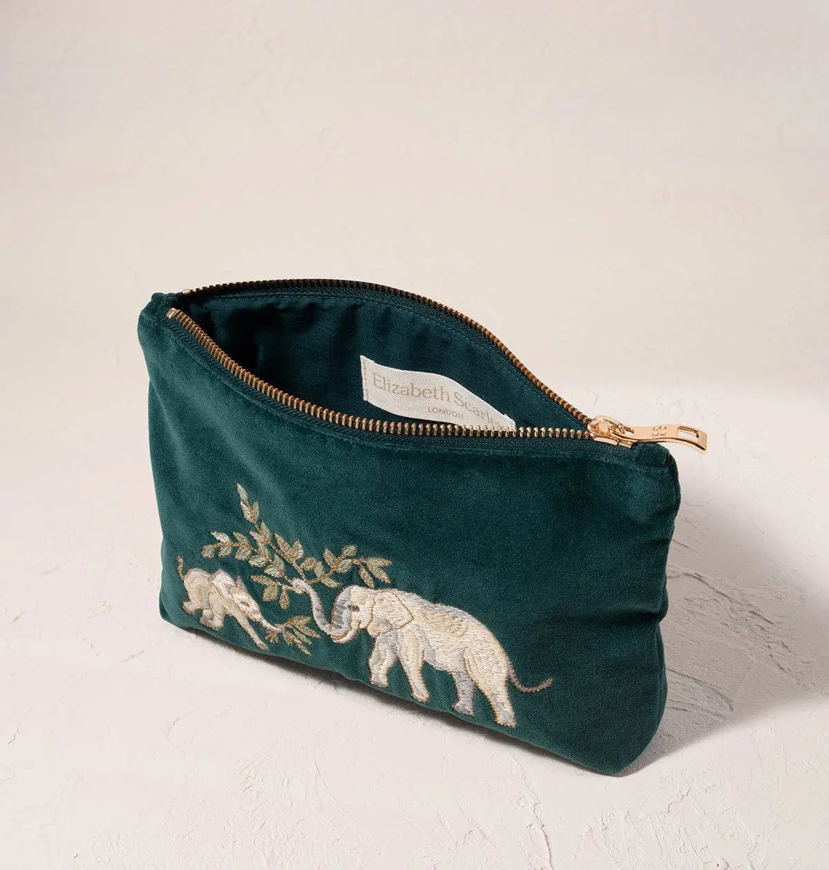 Elephant Herd Mini Pouch: Emerald / Velvet Elizabeth Scarlett Ltd