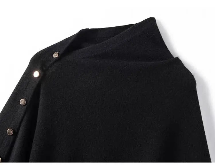 Cashmere Cape with Buttons Details in Cream The Style Closet