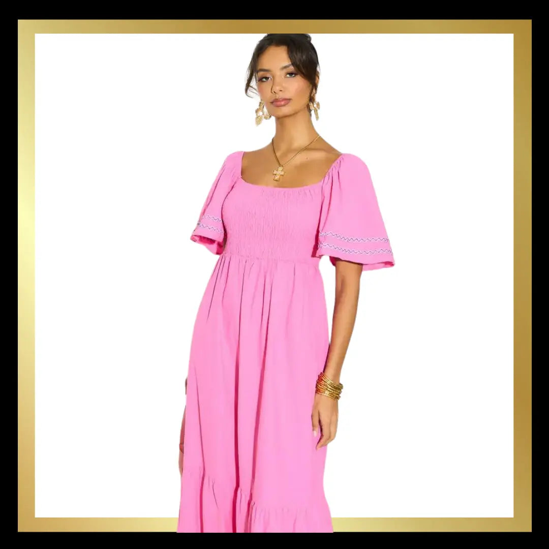 Shirred Bodice Cotton Dress The Style Closet