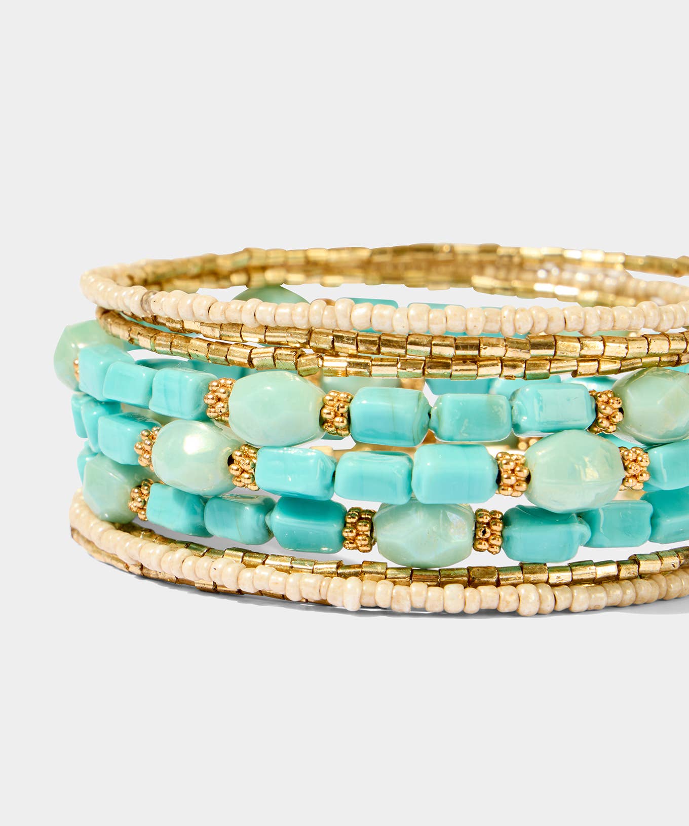 Lost Horizon Beaded Bangle: Blue/Gold / One Size