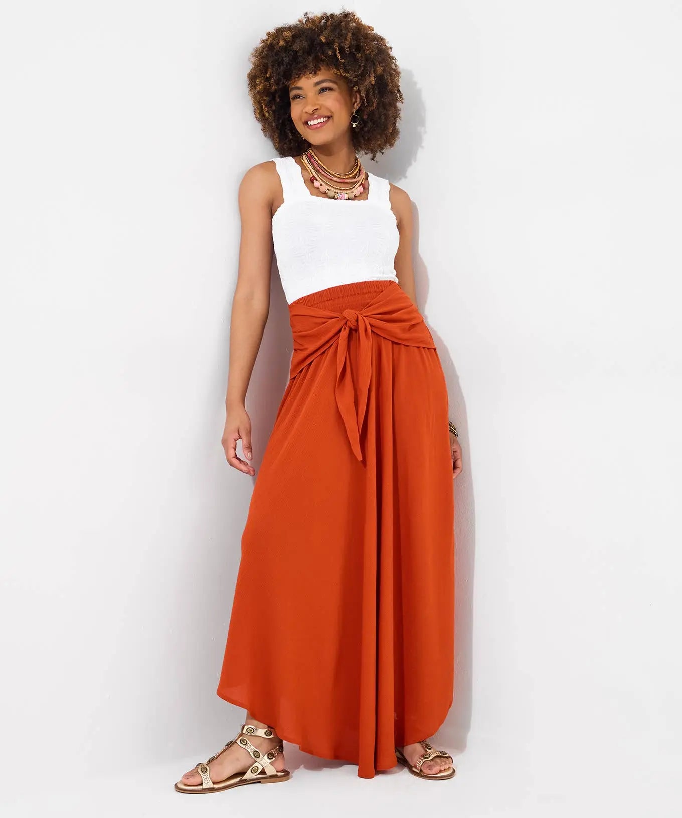Florrie Tie Front Crinkle Skirt The Style Closet