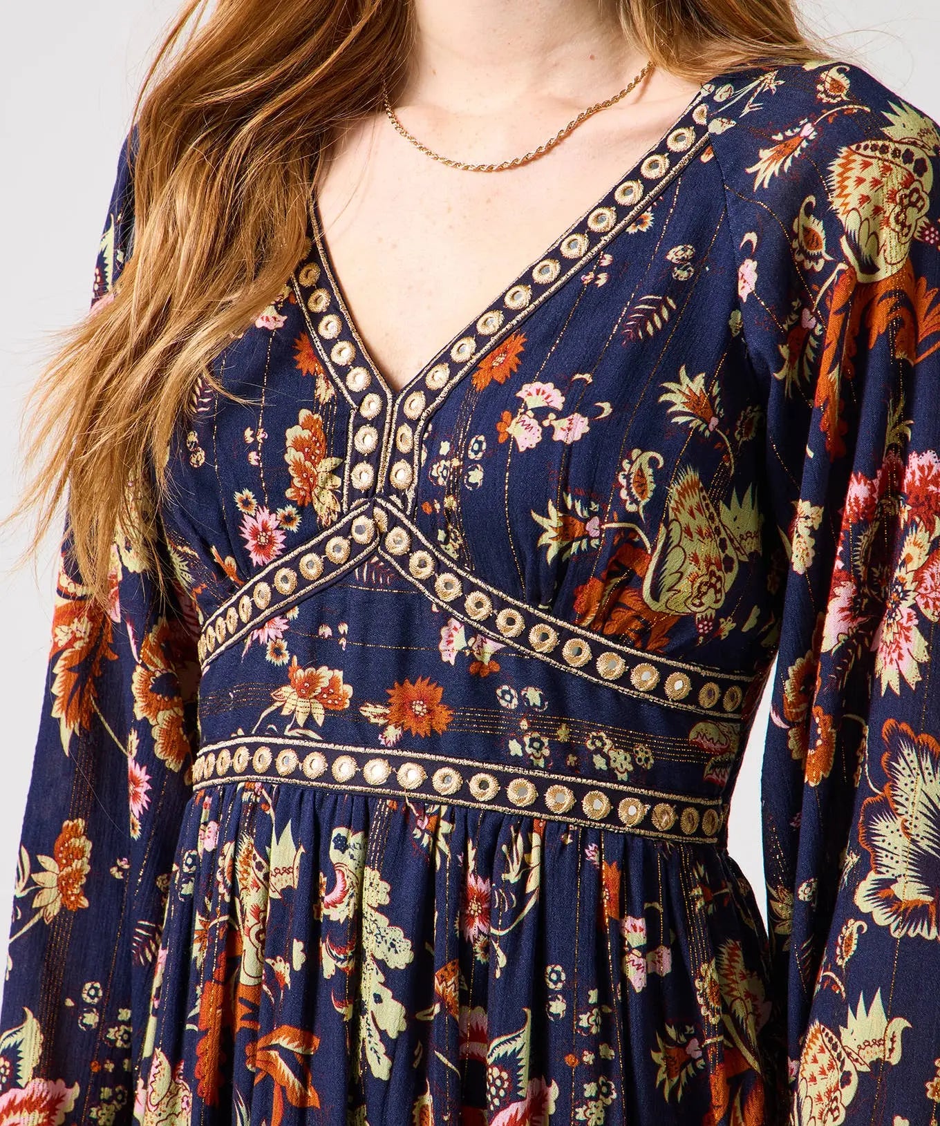 Isobella Mirror Trim Dress: Navy The Style Closet