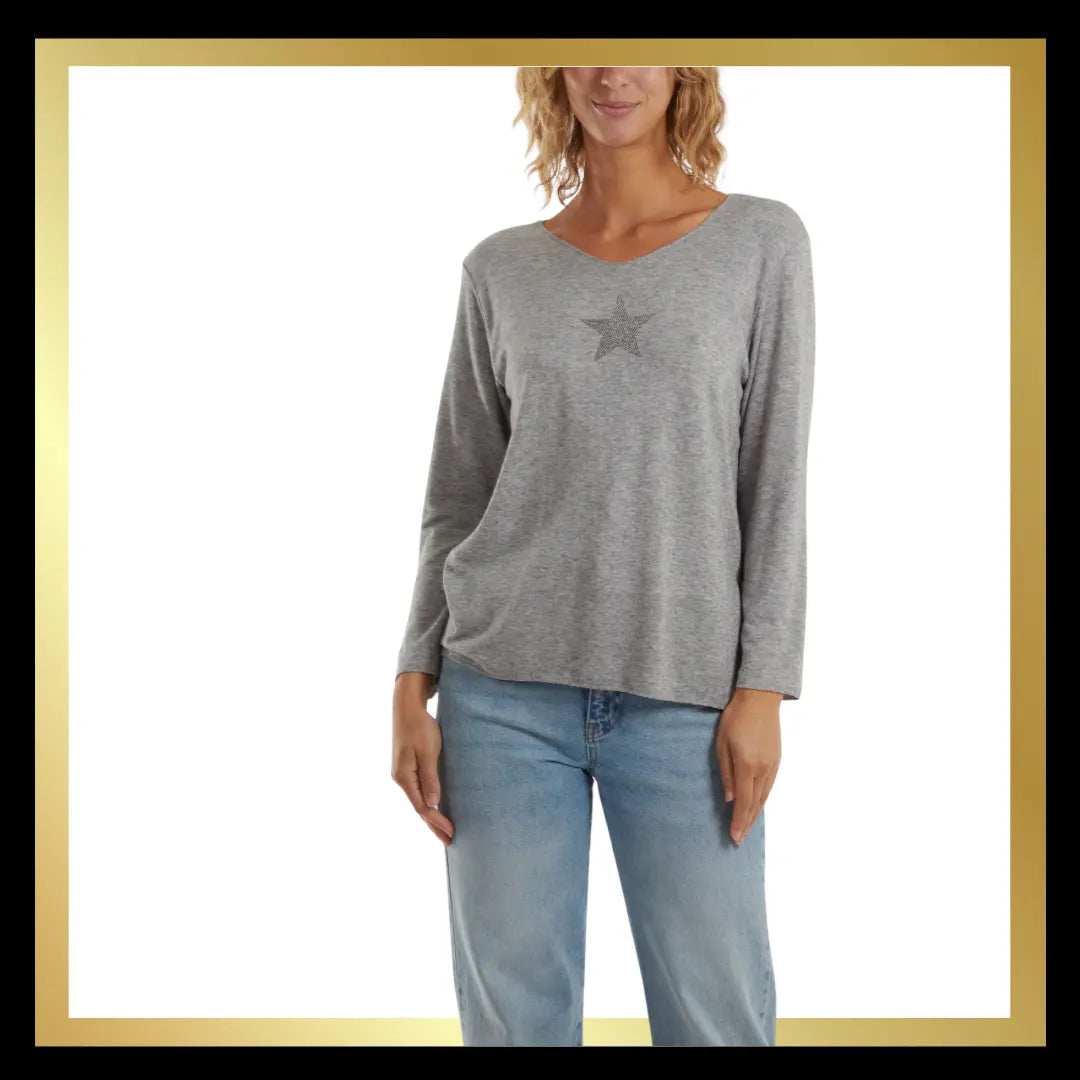 Diamonte Star Long Sleeve Top The Style Closet