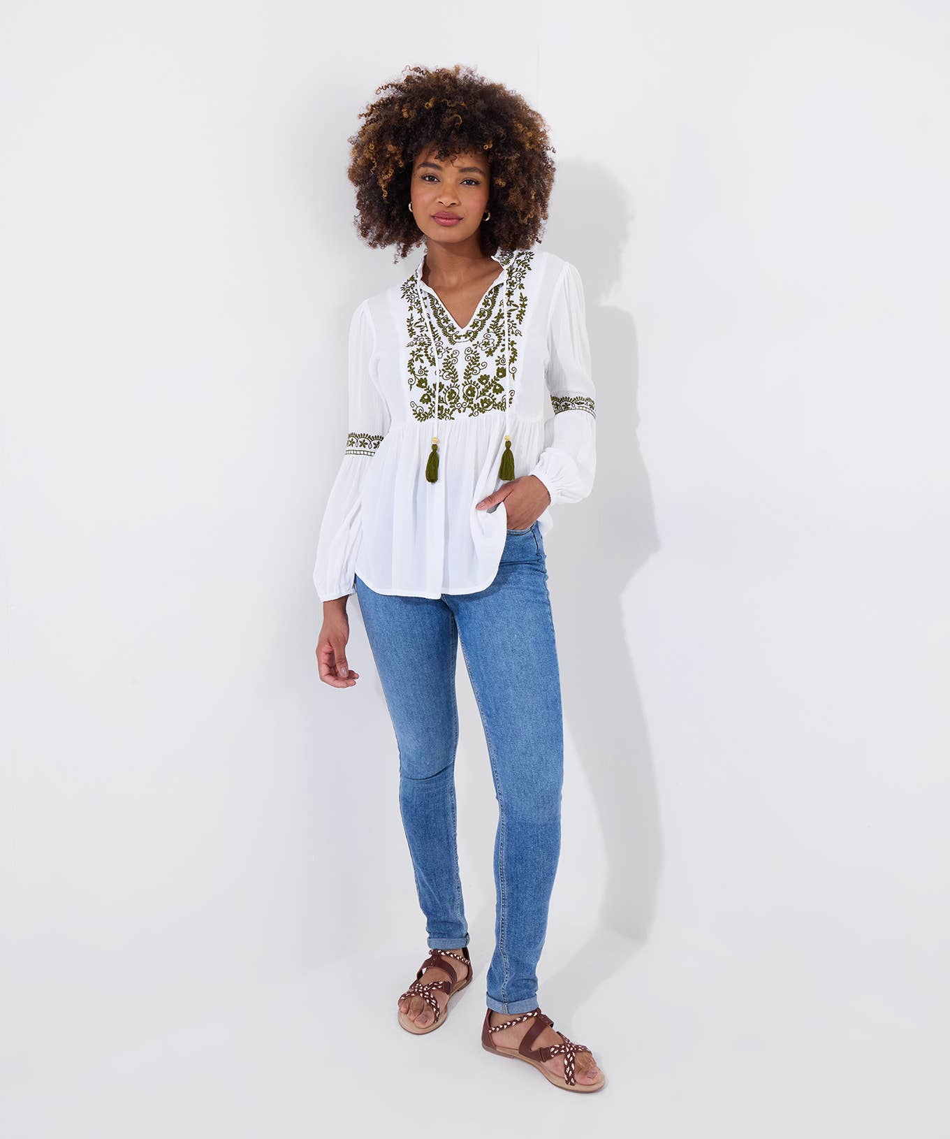 Essential Embroidered Summer Tunic: White