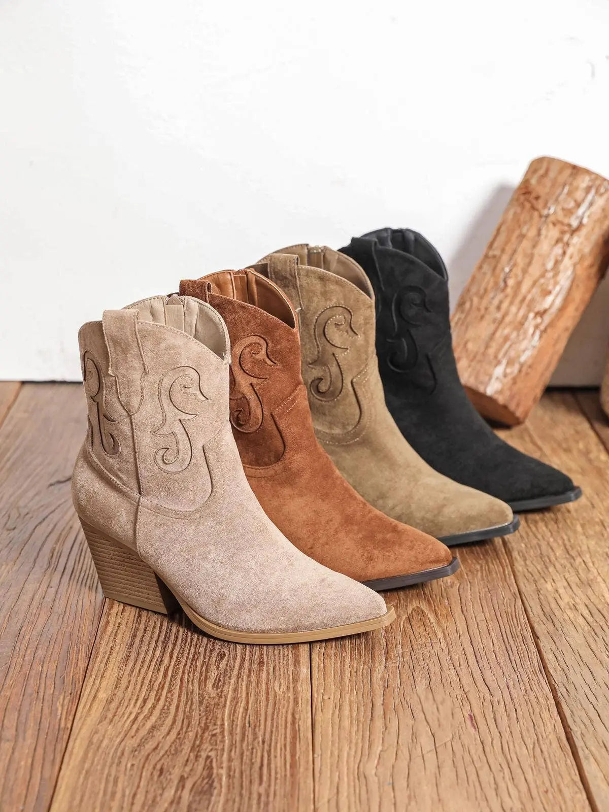 Women's Faux Suede Cut Out detail Western Cowboy Boots: The Style Closet
