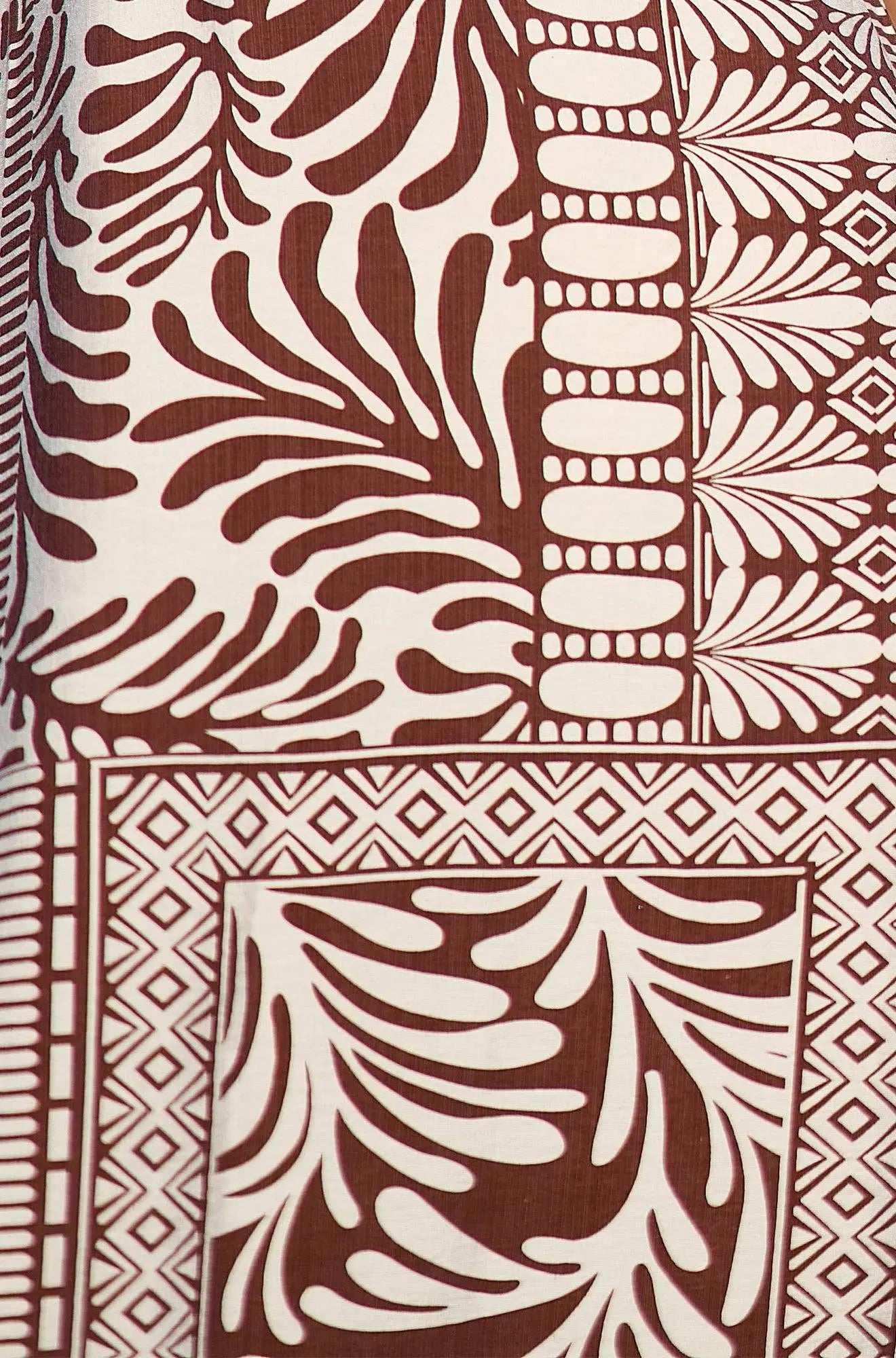 Brown Tile Print Maxi Dress With Bead Details: Brown The Style Closet