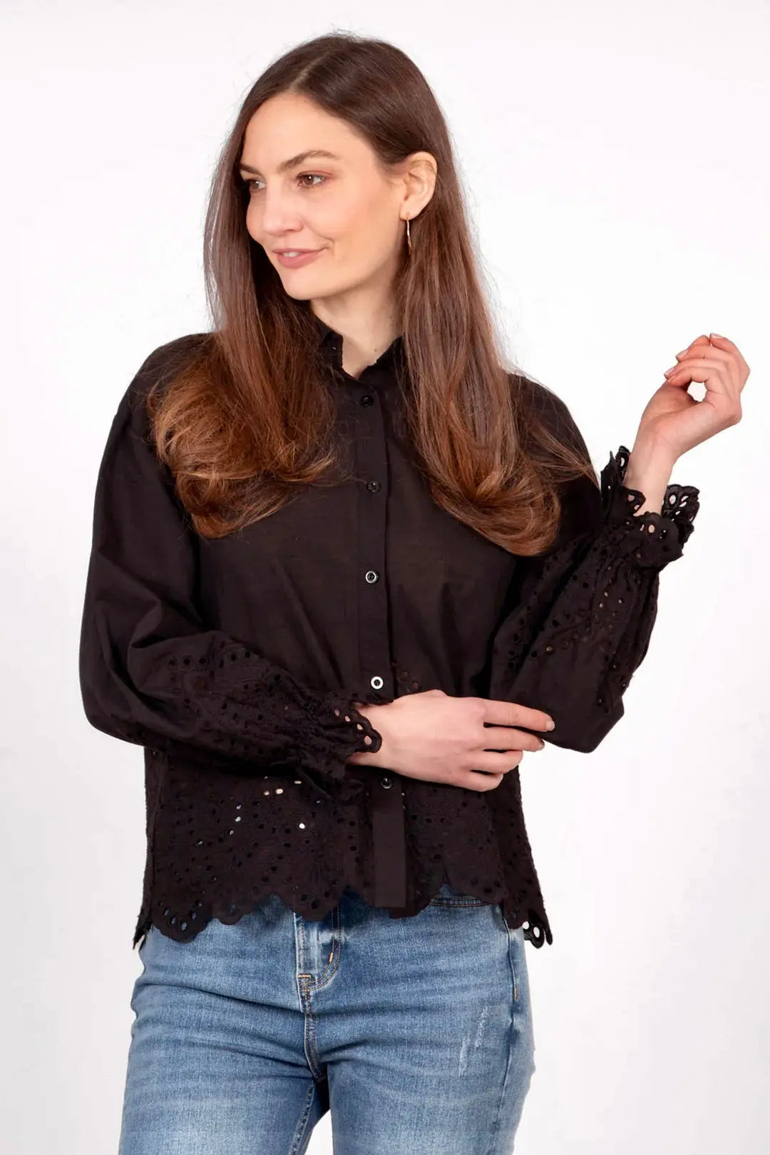 Broderie Anglaise Long Sleeve Shirt The Style Closet