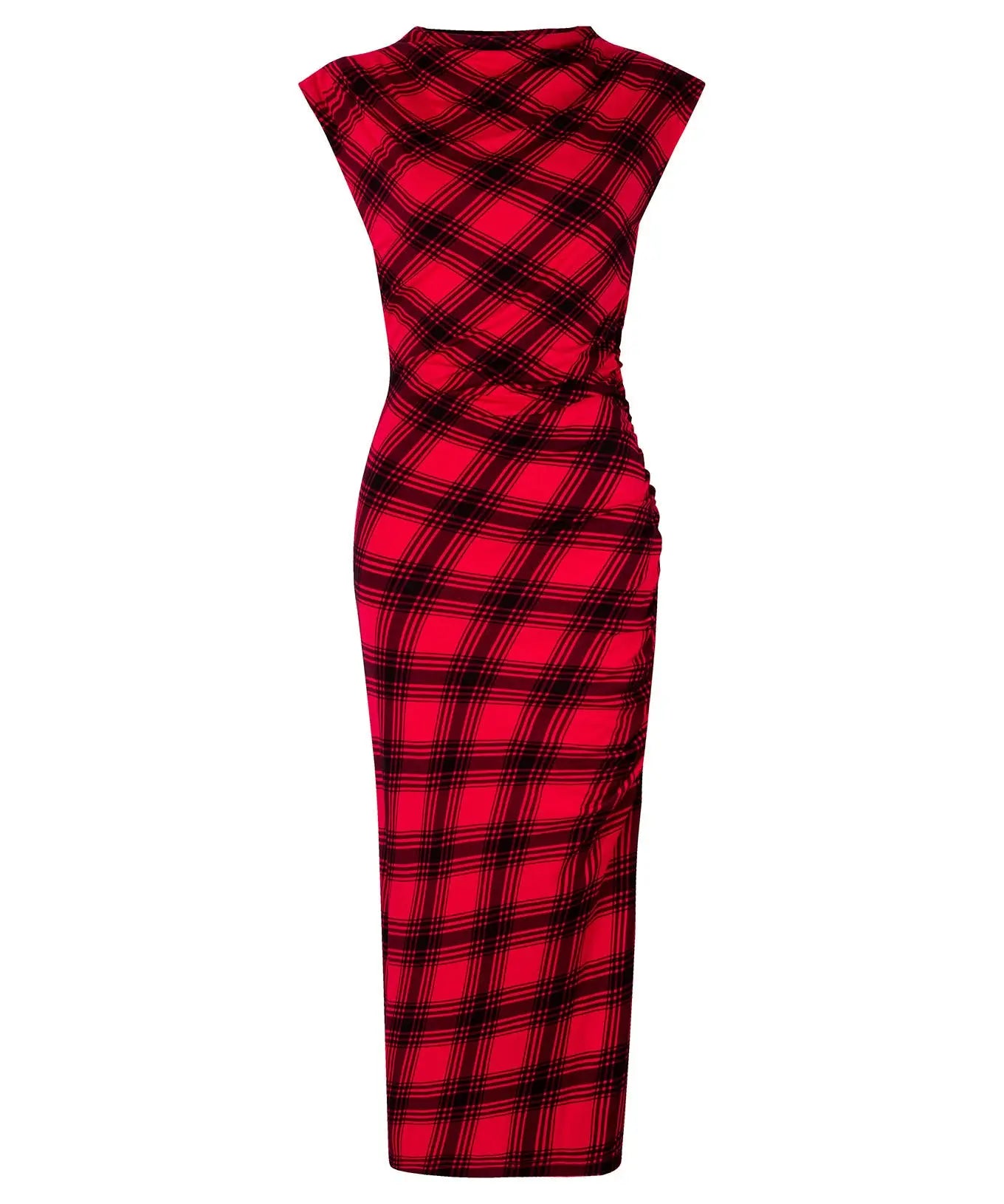 Claudia Check Jersey Dress: Red The Style Closet