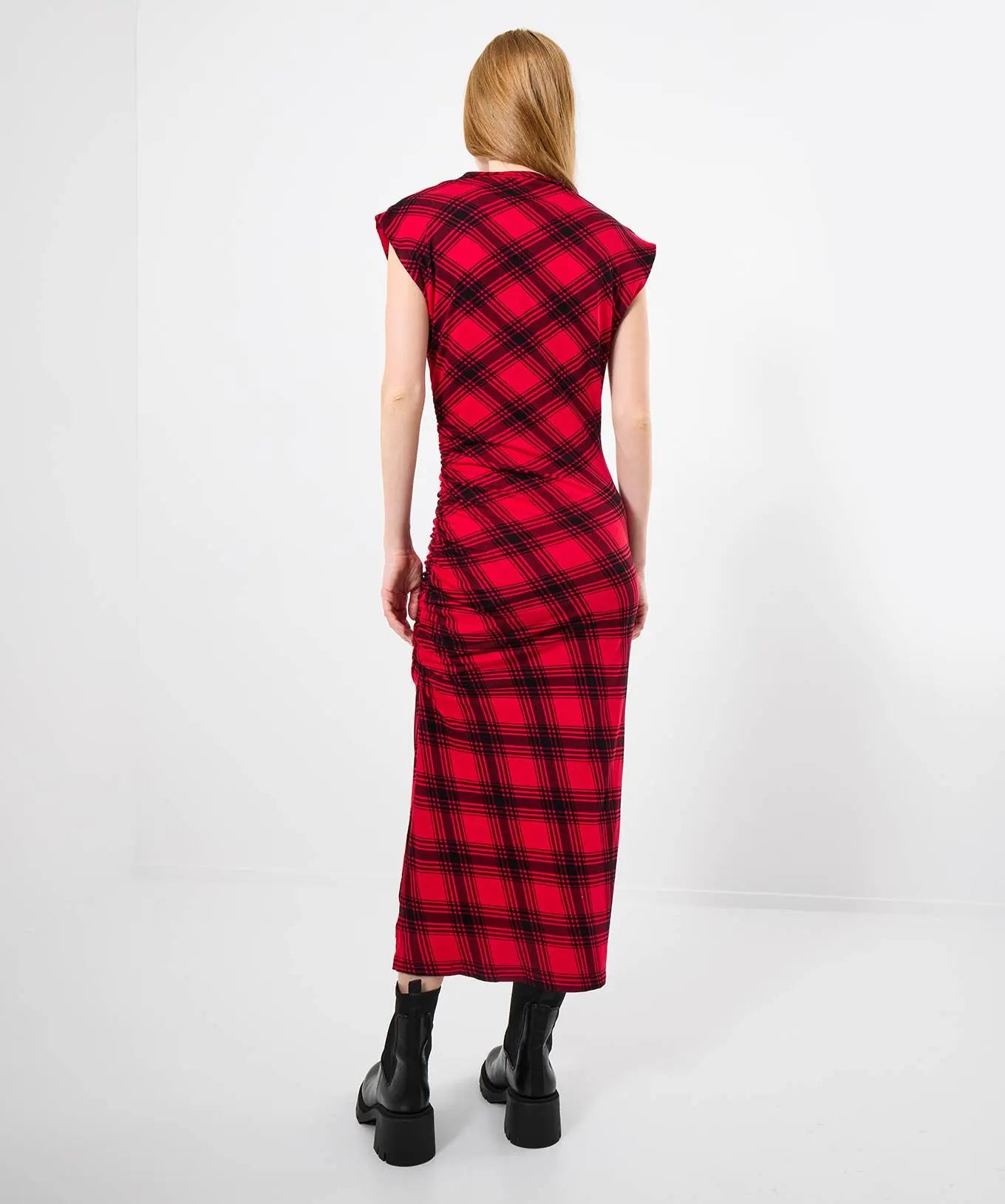 Claudia Check Jersey Dress: Red The Style Closet