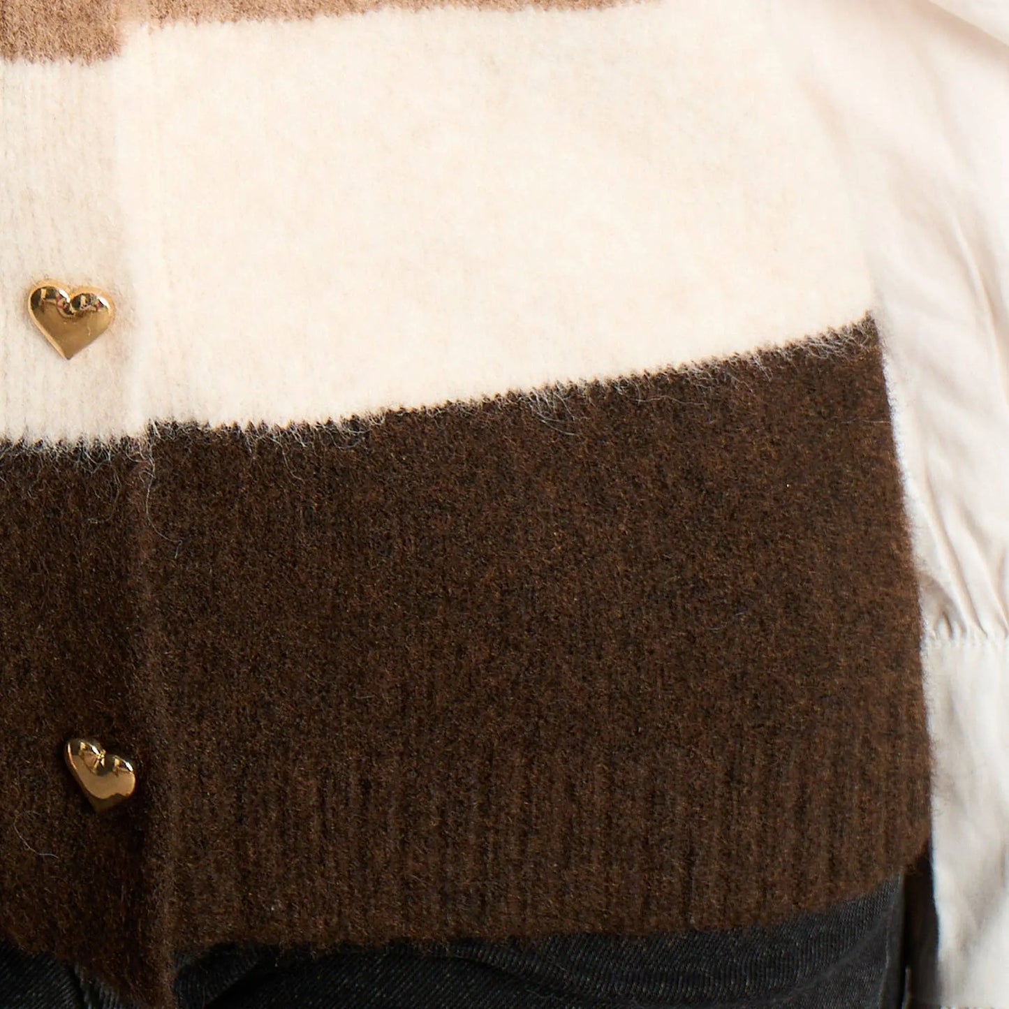 Heart Buttons Striped Sleeveless Vest in Neutral: One-size (UK 8-16) The Style Closet