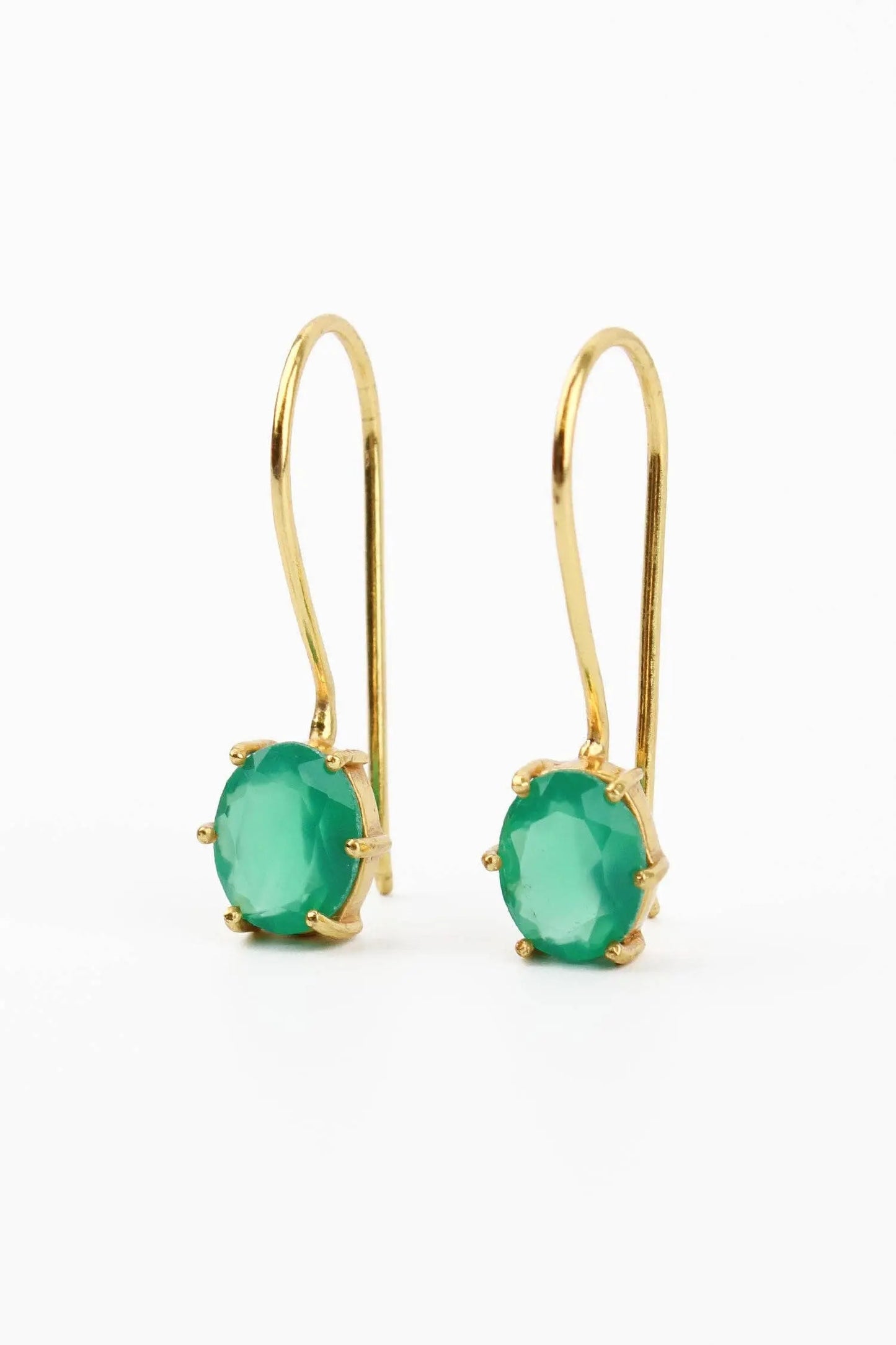 GREEN ONYX GEMSTONE CLAW OVAL EARRINGS My Doris