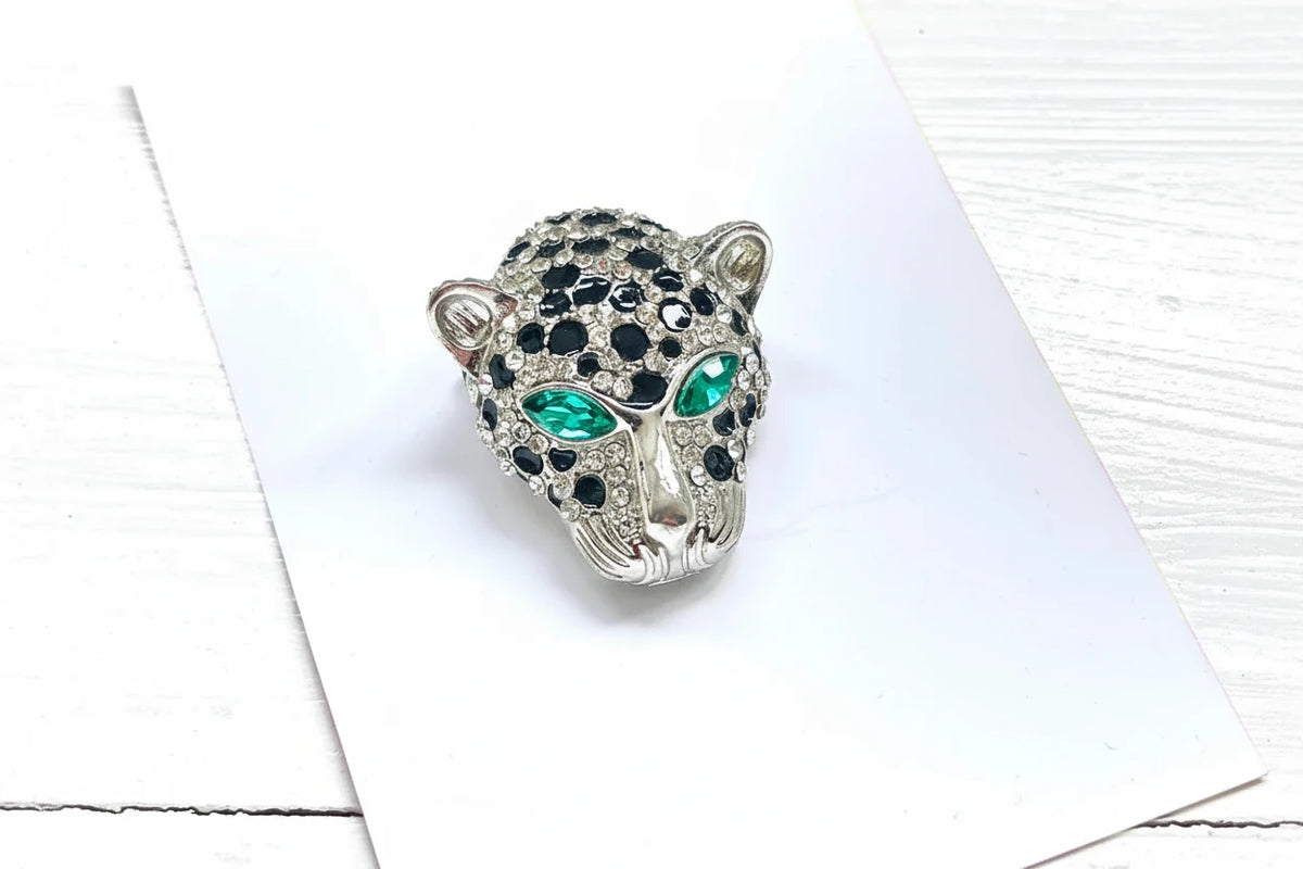 Silver Snow Leopard Brooch