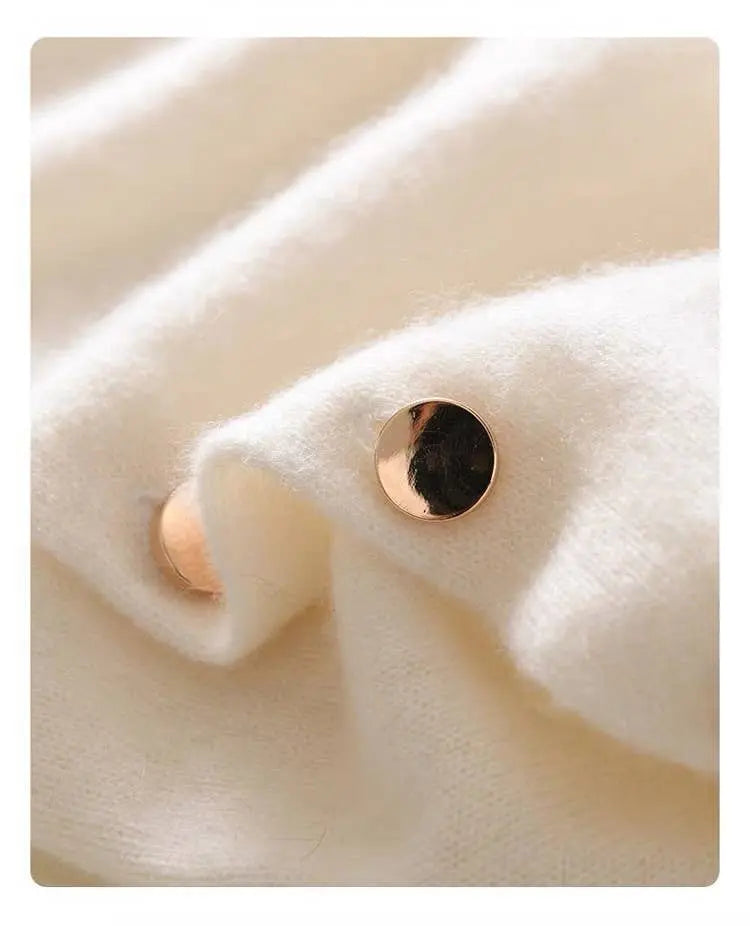 Cashmere Cape with Buttons Details in Cream The Style Closet