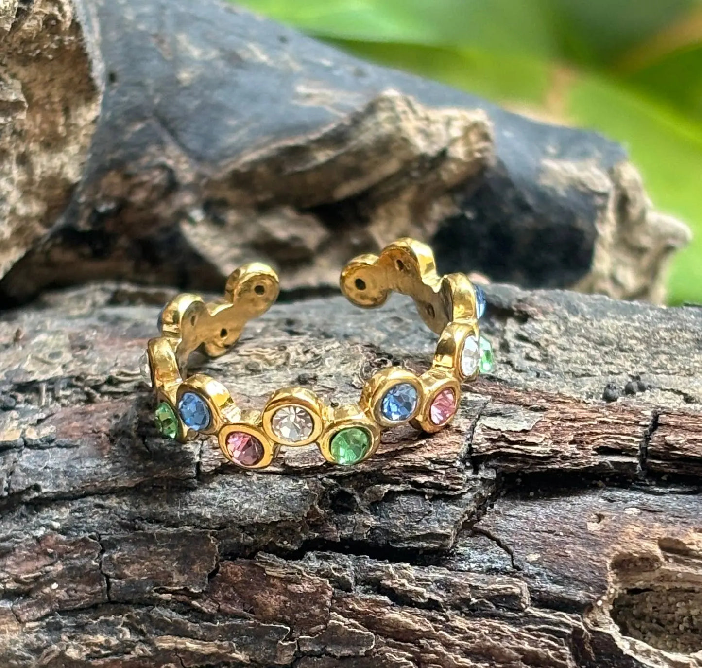 18ct Gold Plated Multi Colour Cubic Zirconia Stackable Ring The Style Closet