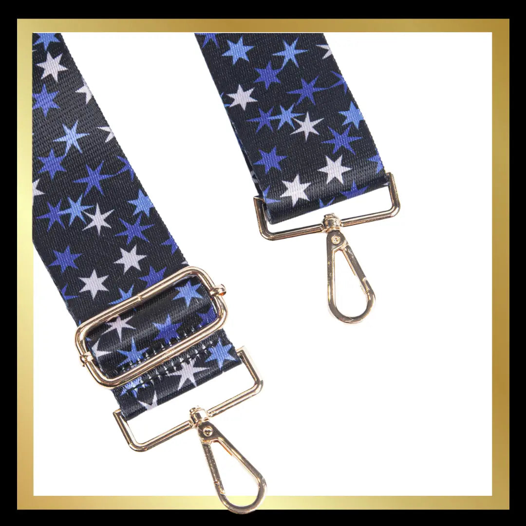 Blue & White Star Handbag Strap The Style Closet