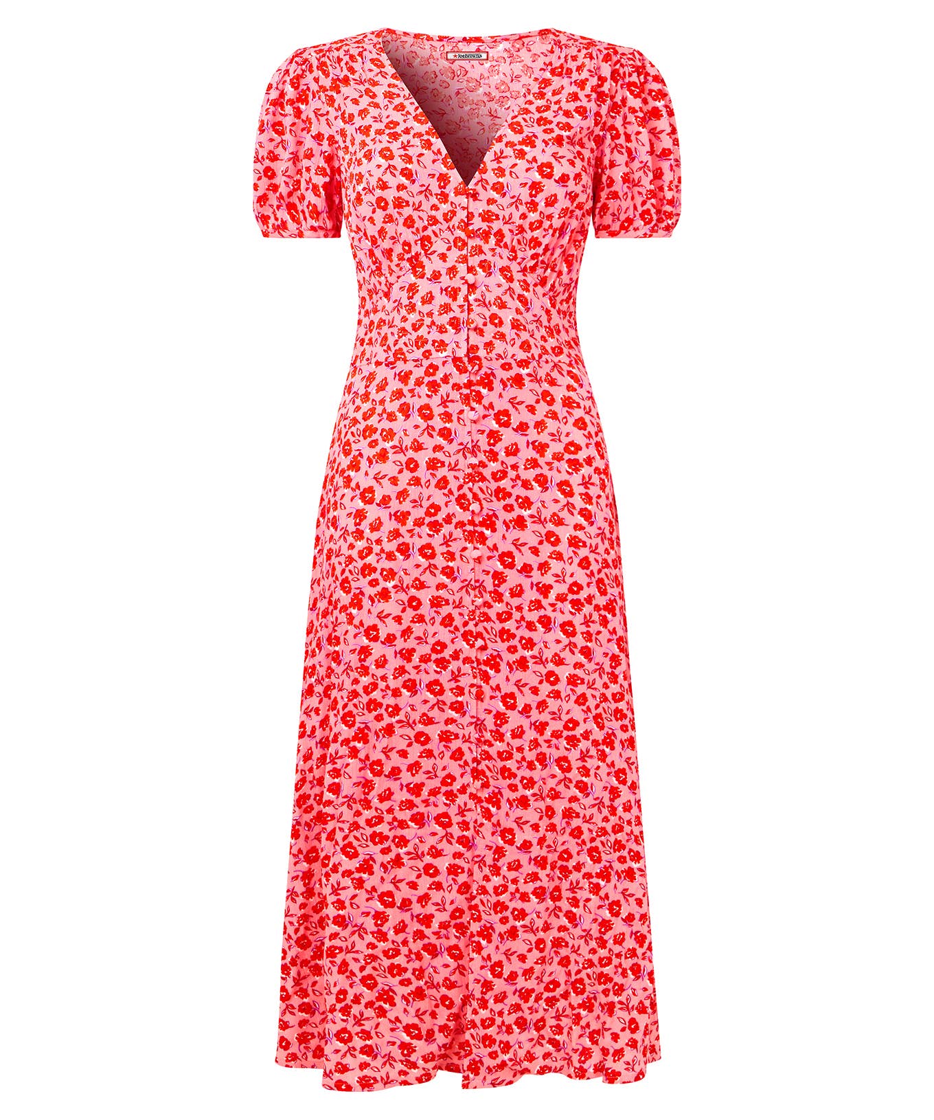 Roses Are Red Floral Printed Midi Dress: Red / 14