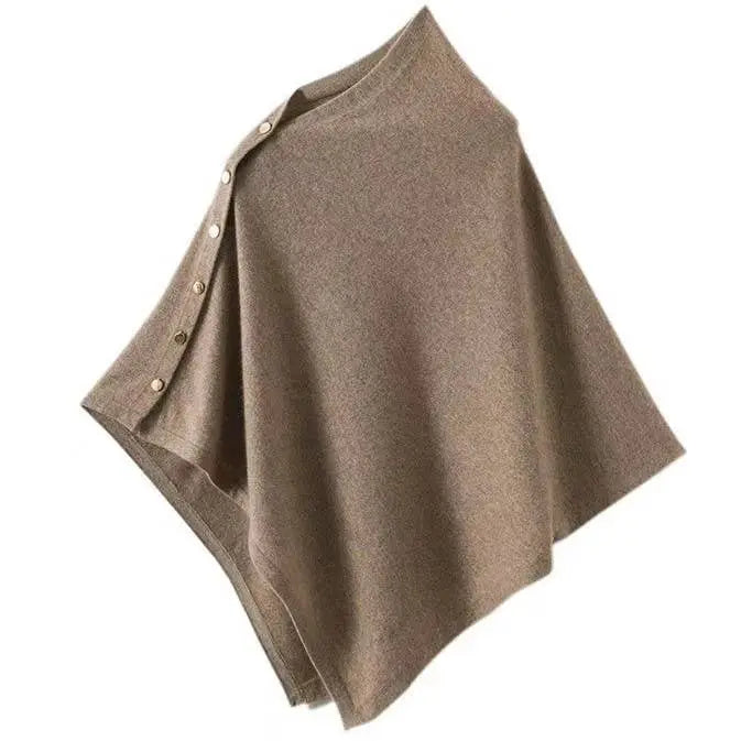 Cashmere Cape with Buttons Details in Cream The Style Closet