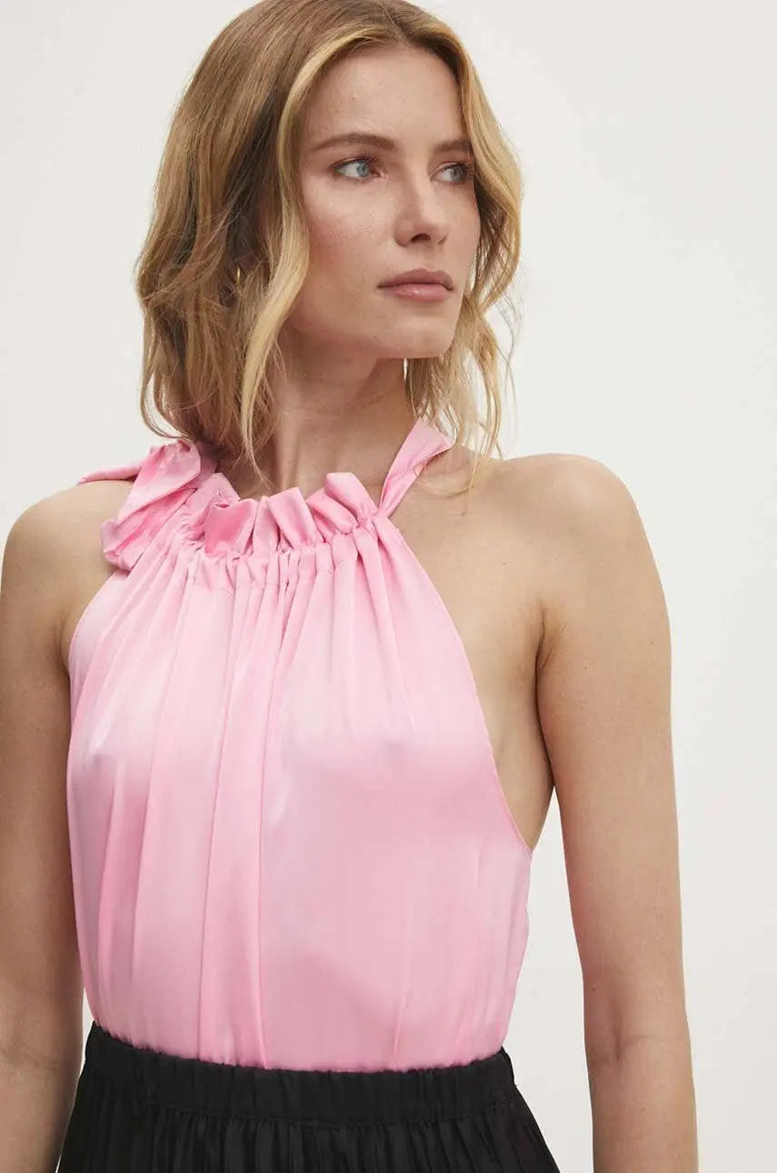 Satin Elisabeth top with bow at the collar - Black / One size The Style Closet