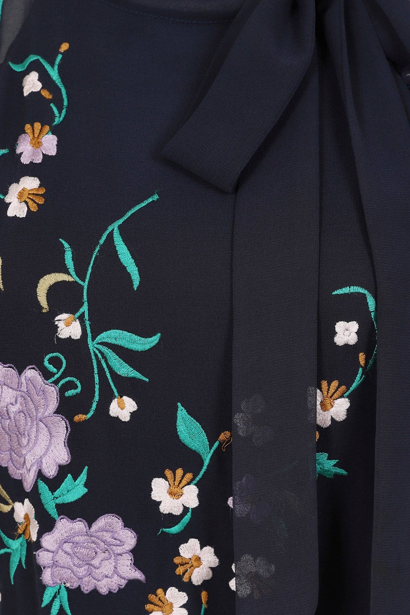 Diantha Navy Floral Embroidered Tiered Midi Dress: 14 / Navy Frock & Frill