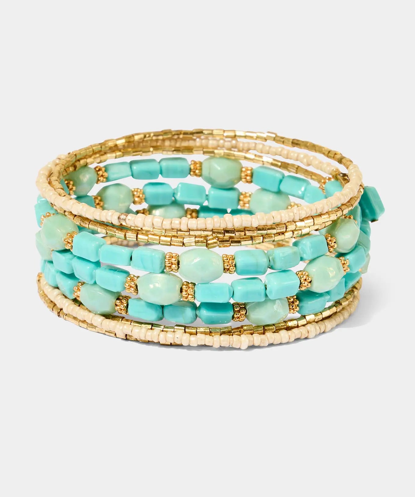 Lost Horizon Beaded Bangle: Blue/Gold / One Size The Style Closet