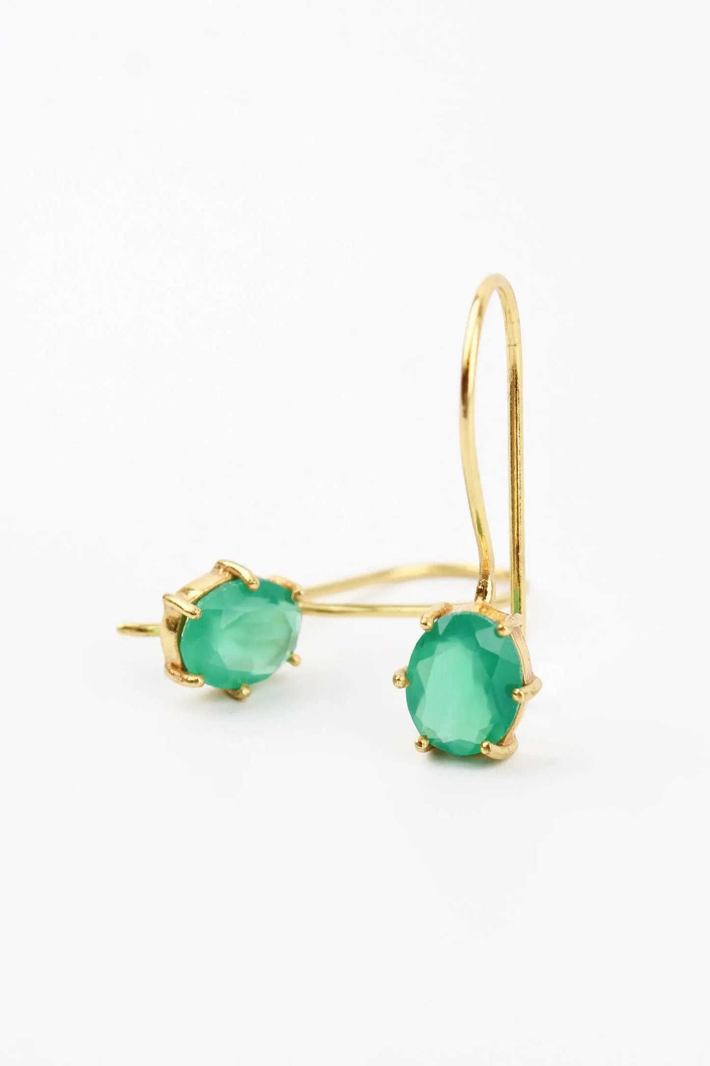 GREEN ONYX GEMSTONE CLAW OVAL EARRINGS My Doris