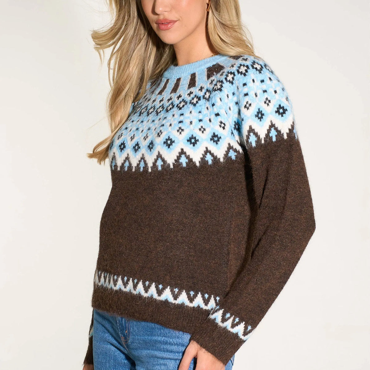 Nordic Style Jumper in Brown/Blue: One Size The Style Closet
