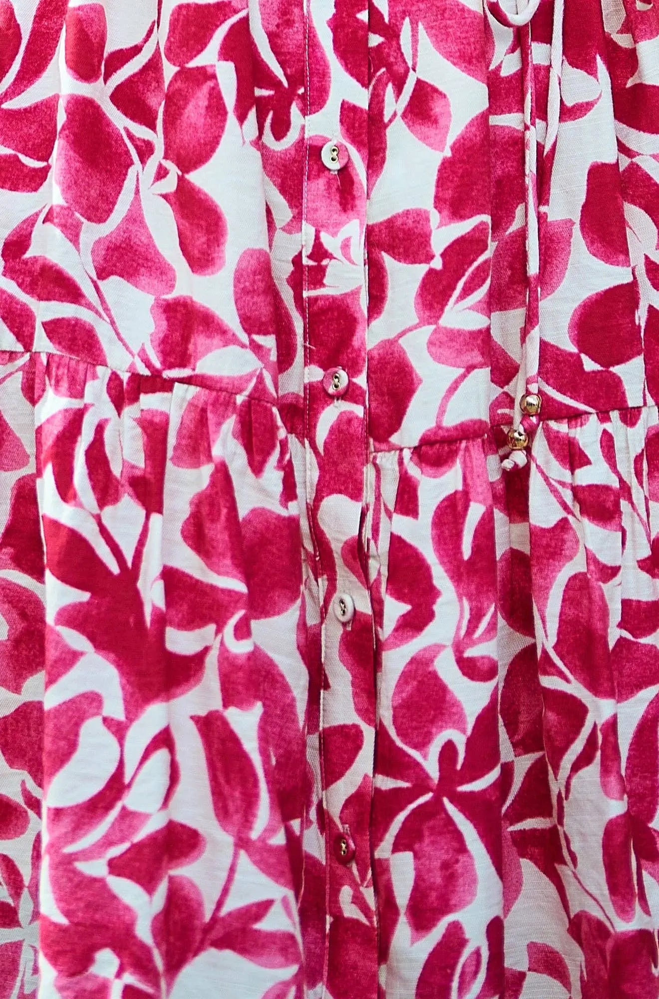 Yumi Pink Floral Print Viscose Relaxed Shirt Dress: Pink / 12 Yumi