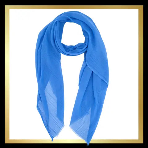 Plain Solid Colour Lightweight Scarf in Electric Blue: One-size The Style Closet