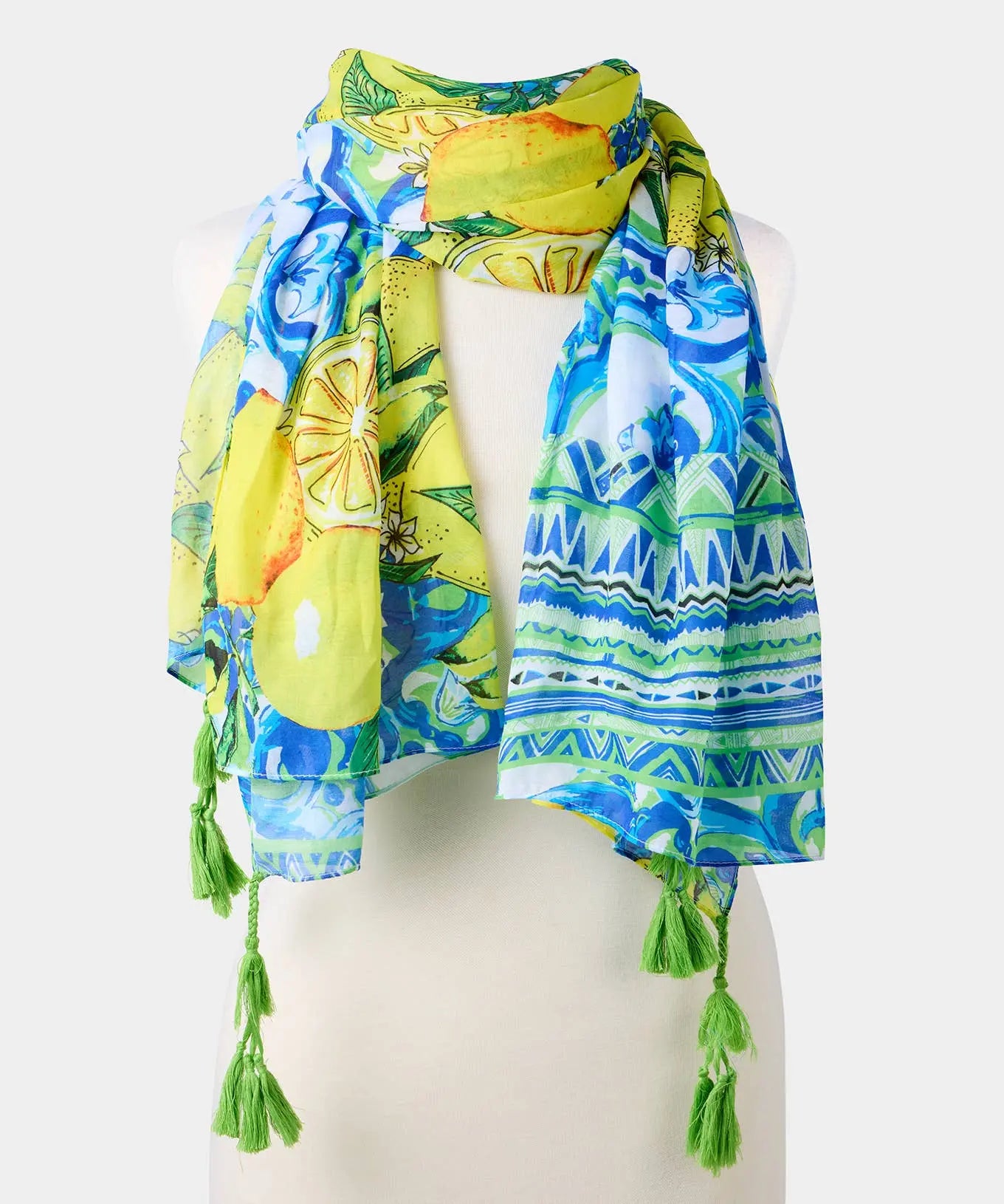 Sicilian Summer Scarf: Blue/Yellow / One Size The Style Closet