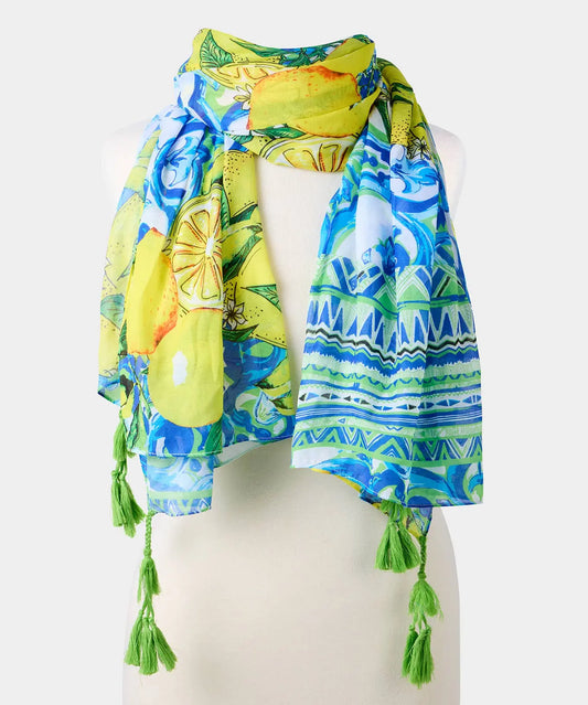 Sicilian Summer Scarf: Blue/Yellow / One Size The Style Closet