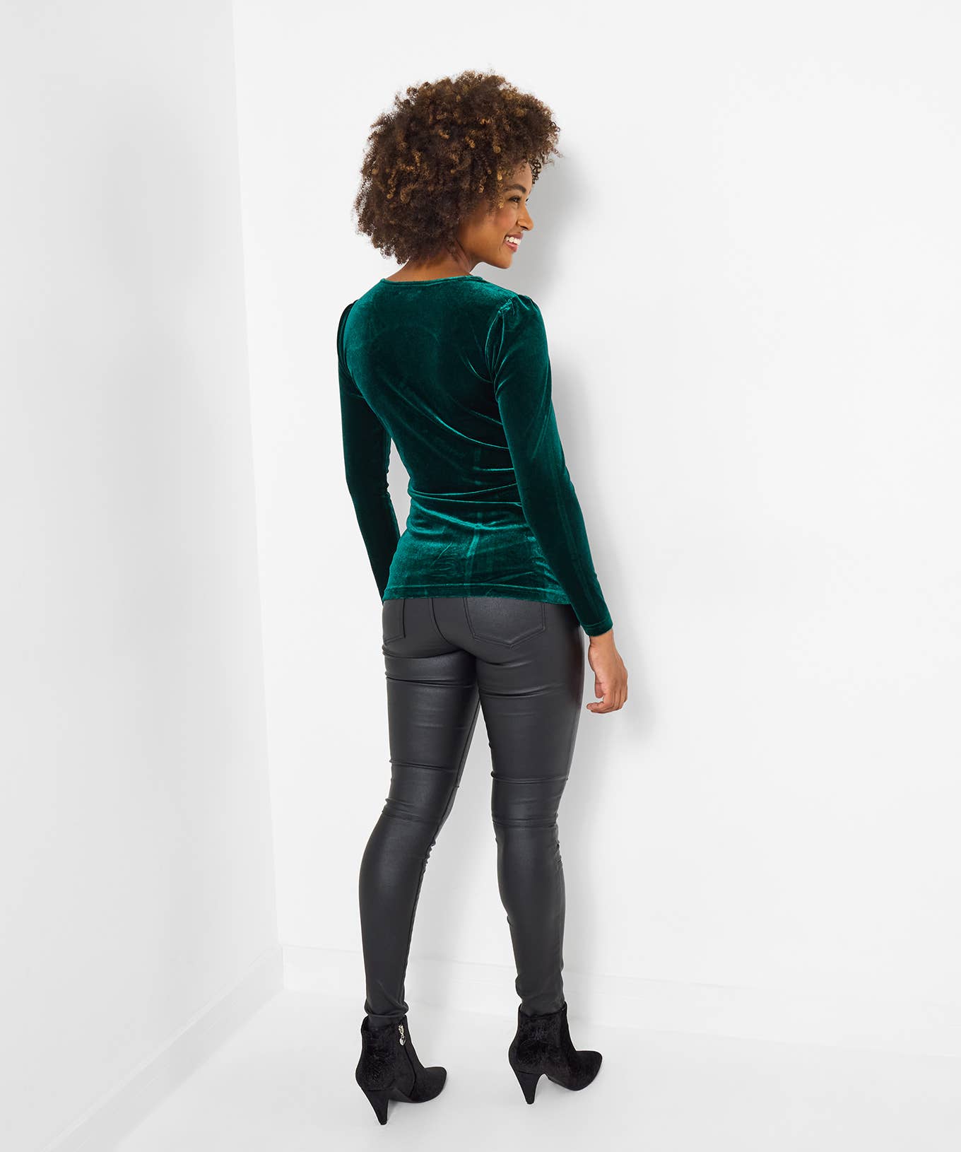 Velour Wrap Top: Green