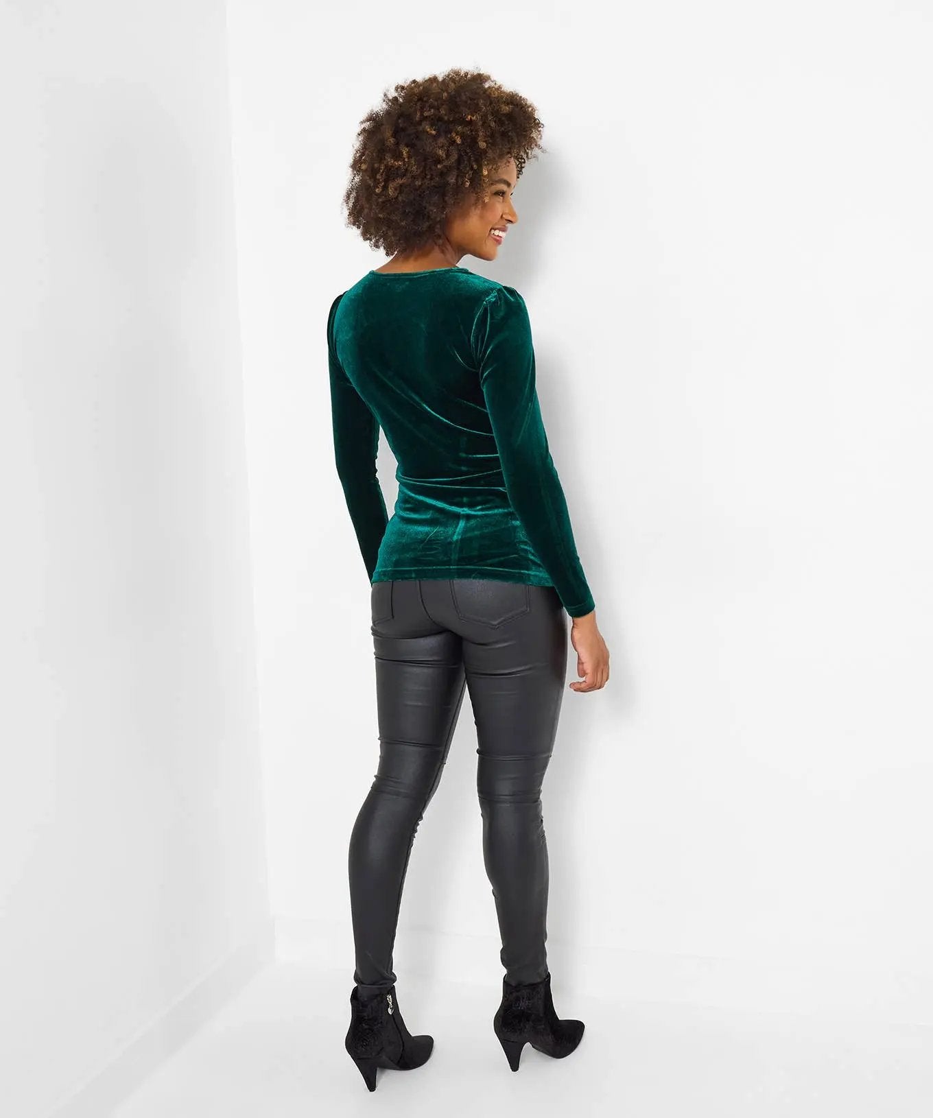 Velour Wrap Top: Green The Style Closet