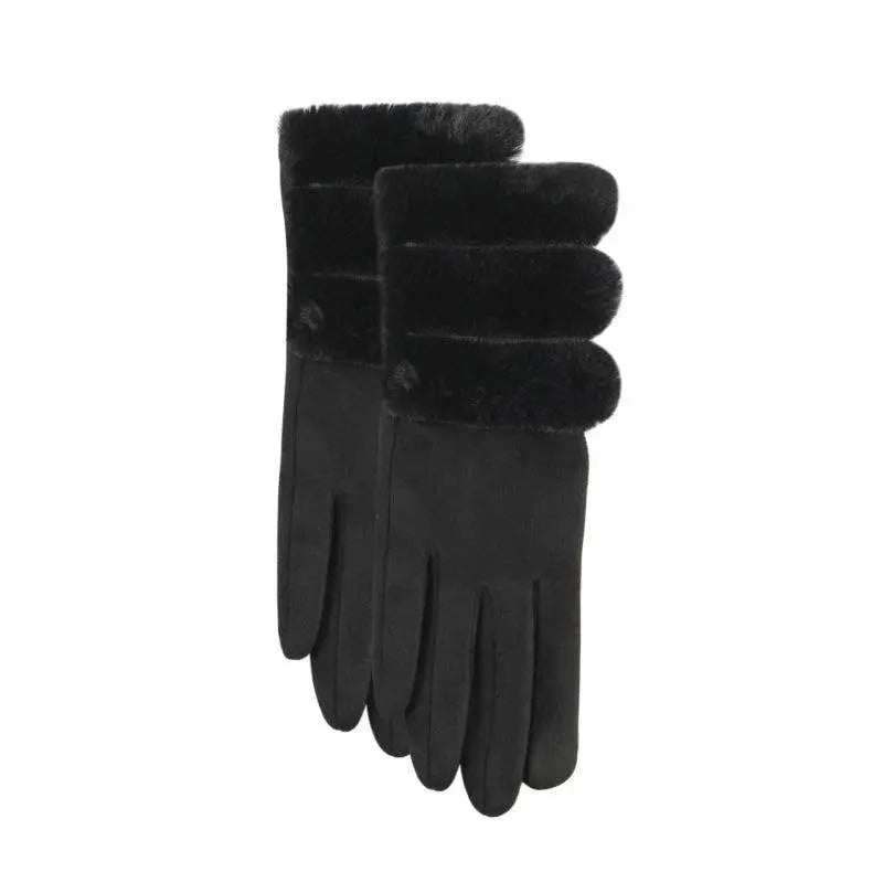 Luxurious Suede and Faux Fur Winter Gloves Tan PEACH ACCESSORIES