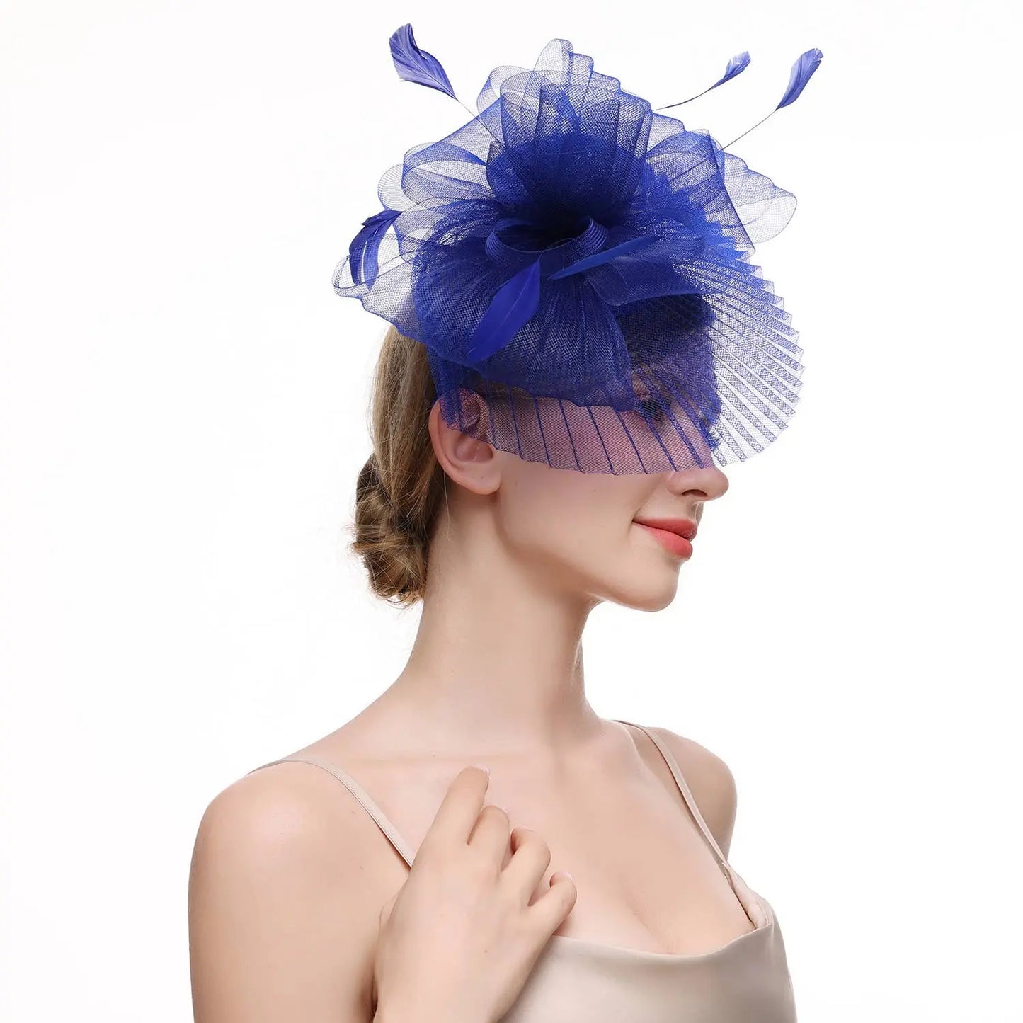 Beautiful Net and Feather Fascinator The Style Closet
