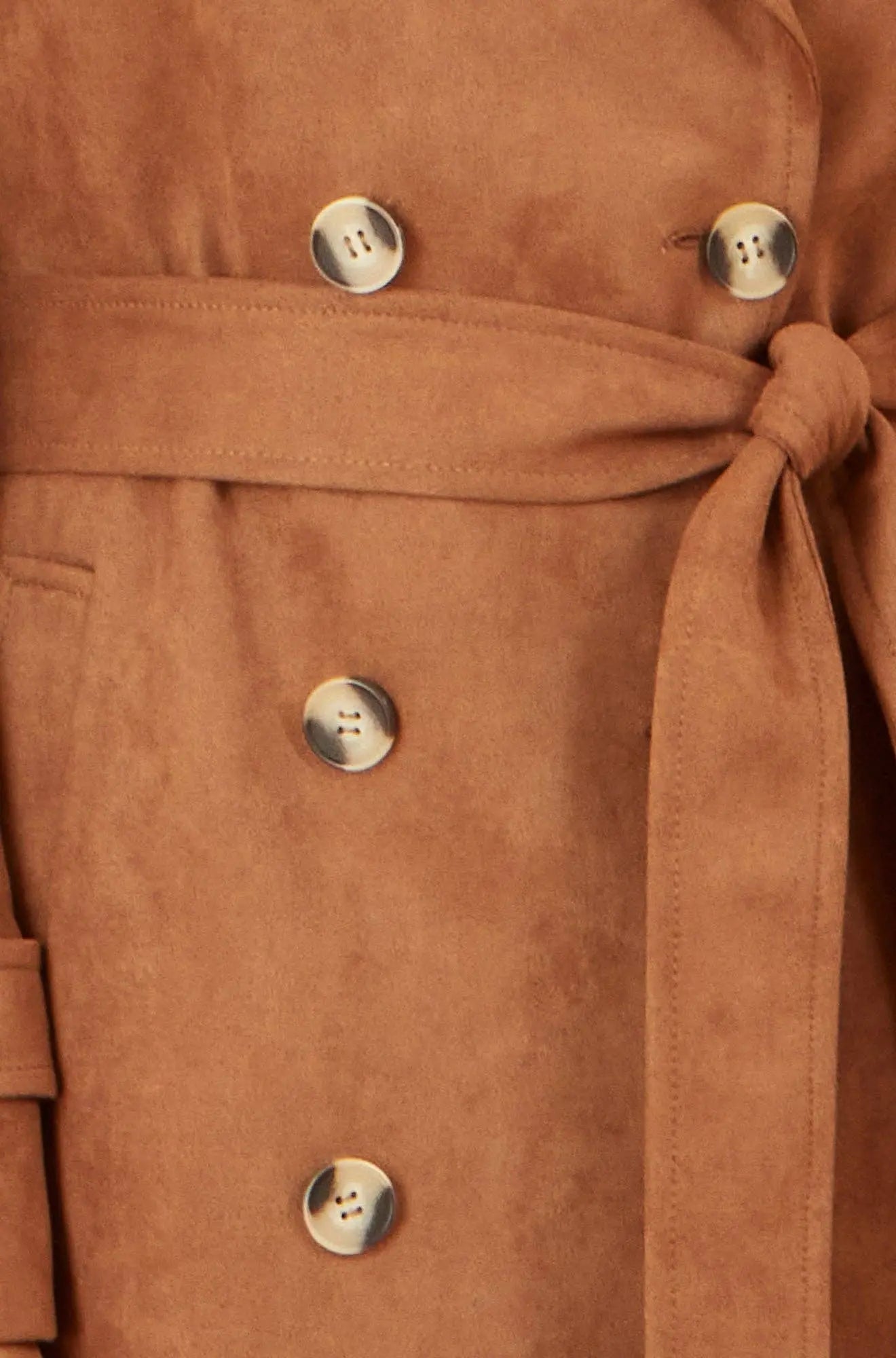 Brown Faux Suede Trench Coat: Brown The Style Closet