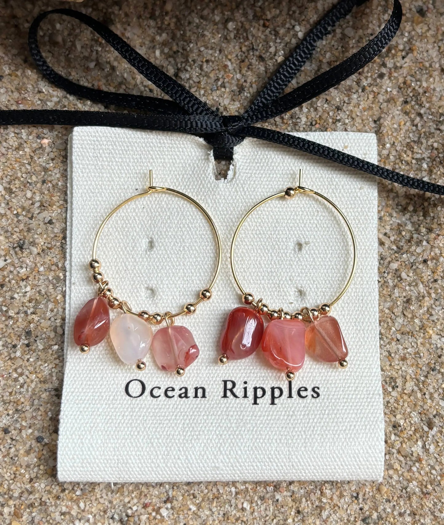 18ct Gold Plated Red Agate Cluster Hoop Earrings The Style Closet