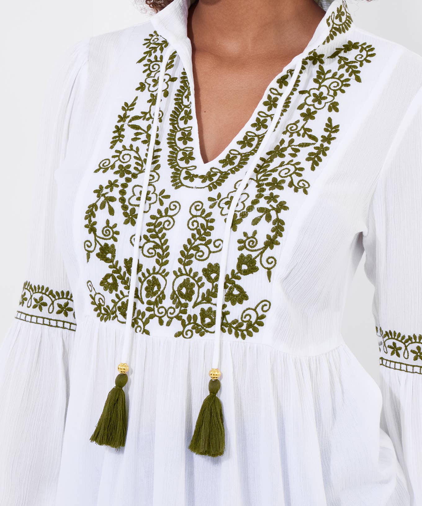 Essential Embroidered Summer Tunic: White
