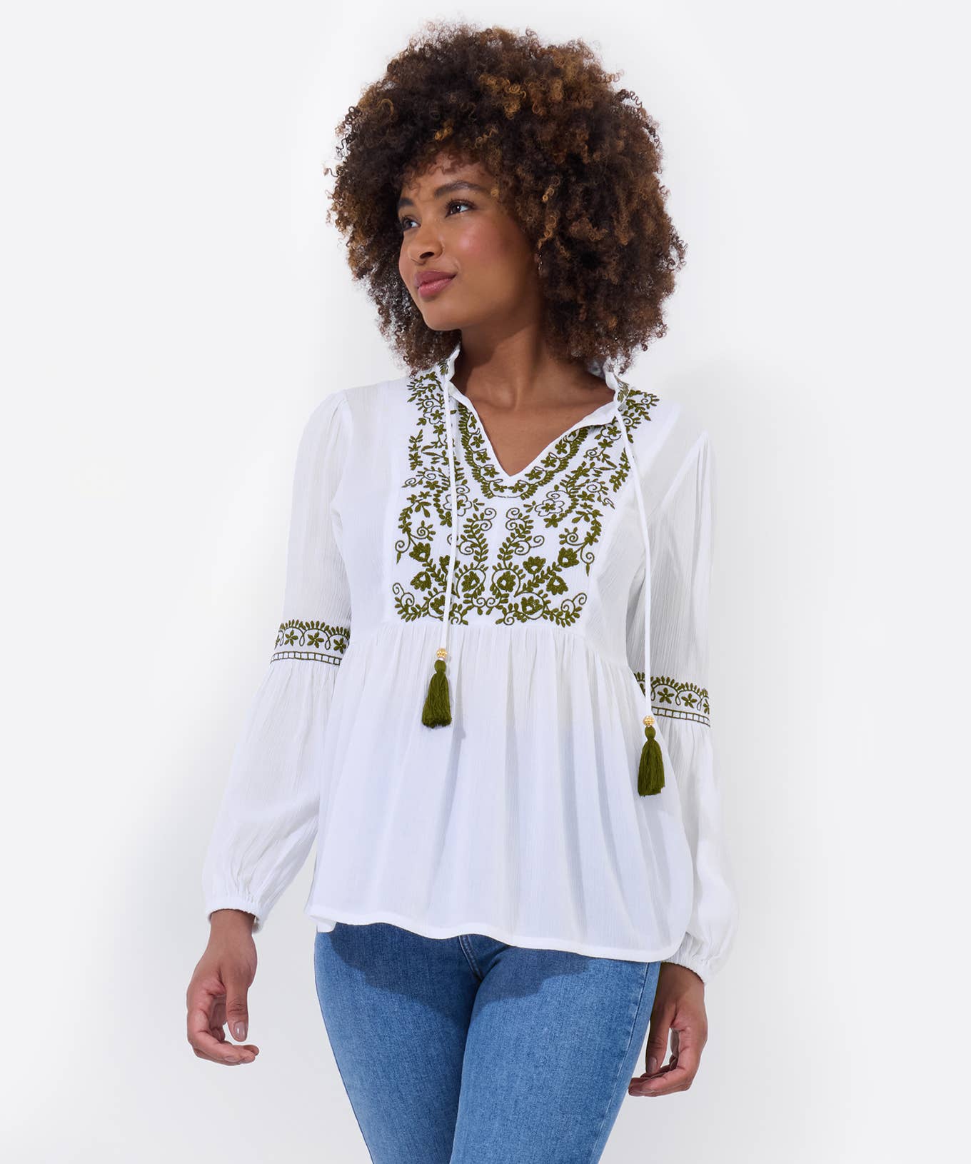 Essential Embroidered Summer Tunic: White