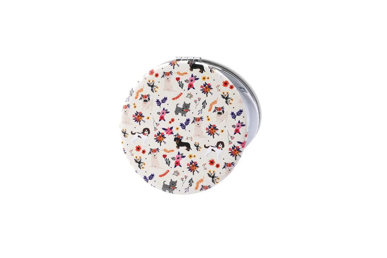 Floral Prints 'Pugs and Kisses' Compact Mirror The Style Closet