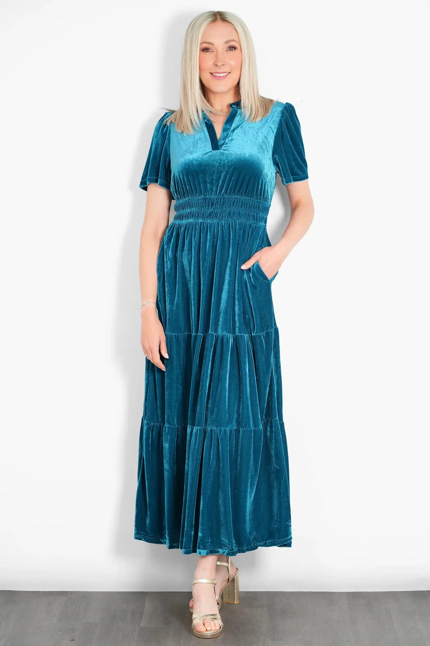 TIERED VELVET MAXI DRESS The Style Closet
