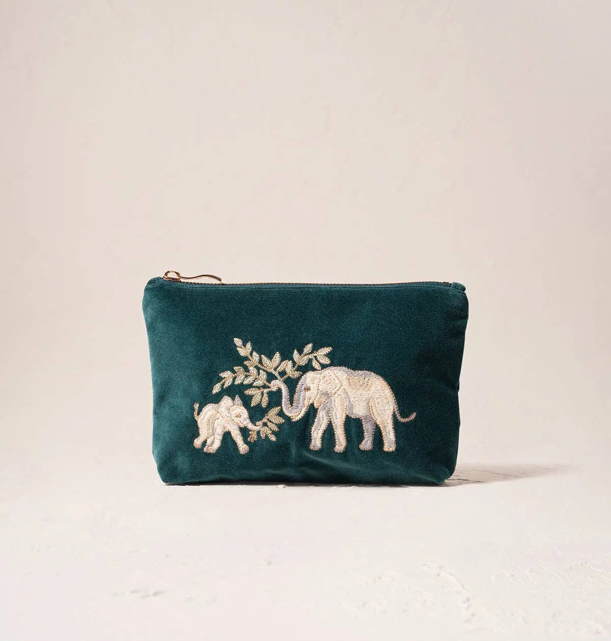 Elephant Herd Mini Pouch: Emerald / Velvet Elizabeth Scarlett Ltd