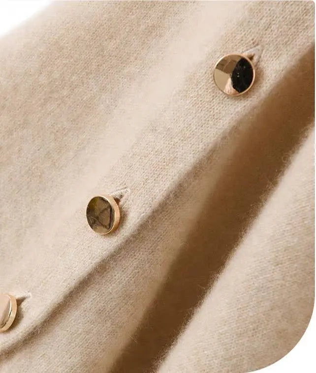 Cashmere Cape with Buttons Details in Cream The Style Closet