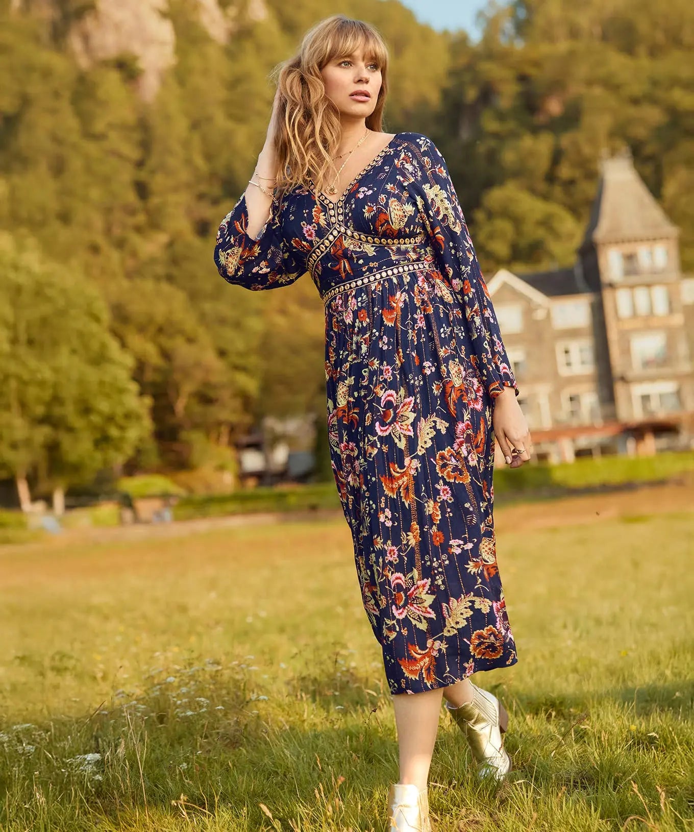Isobella Mirror Trim Dress: Navy The Style Closet