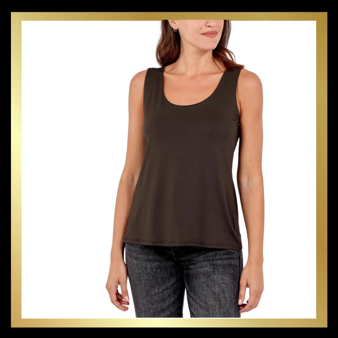 Scoop Neck Double lined Vest Tops The Style Closet